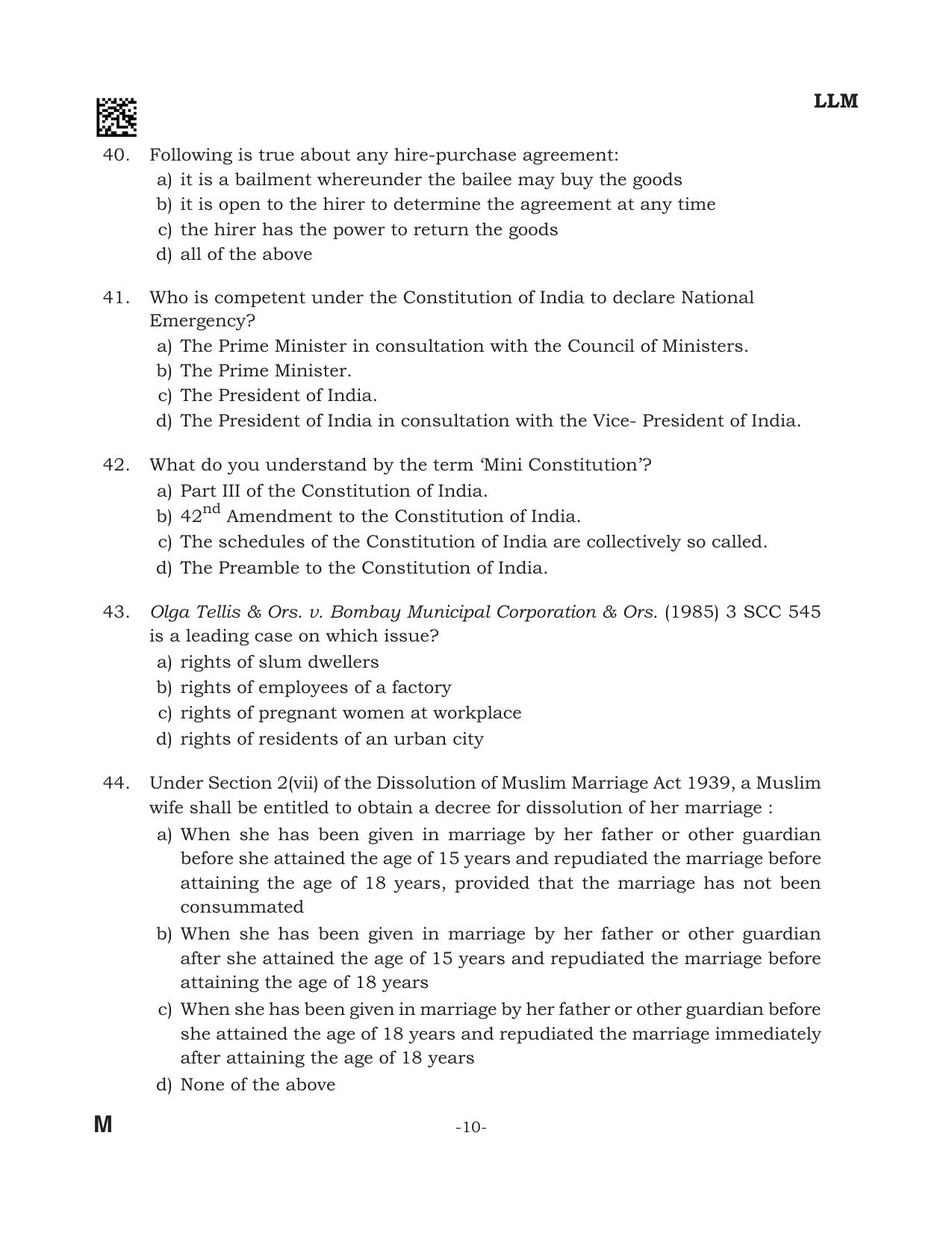 AILET 2024 Question Paper for LLM - Page 10