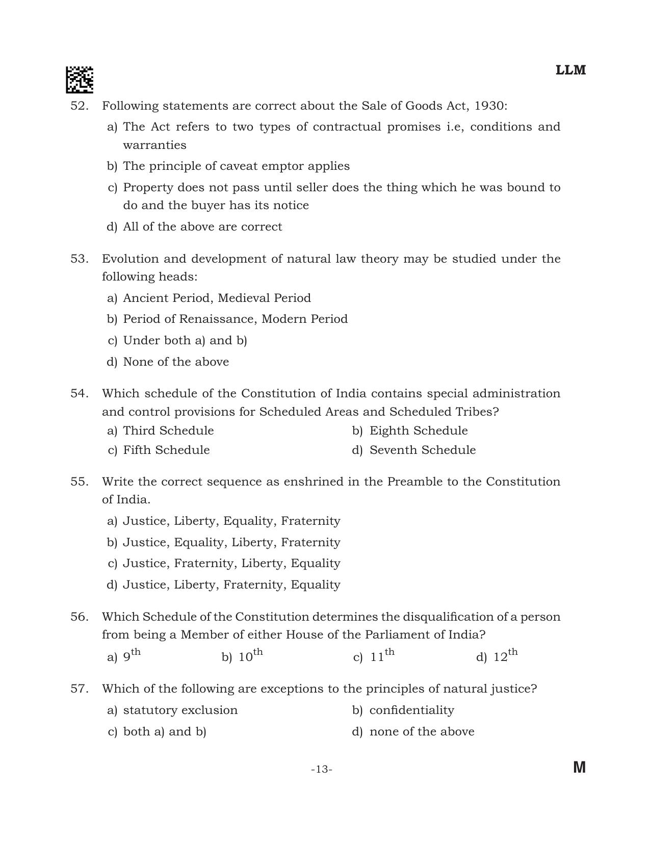 AILET 2024 Question Paper for LLM - Page 13
