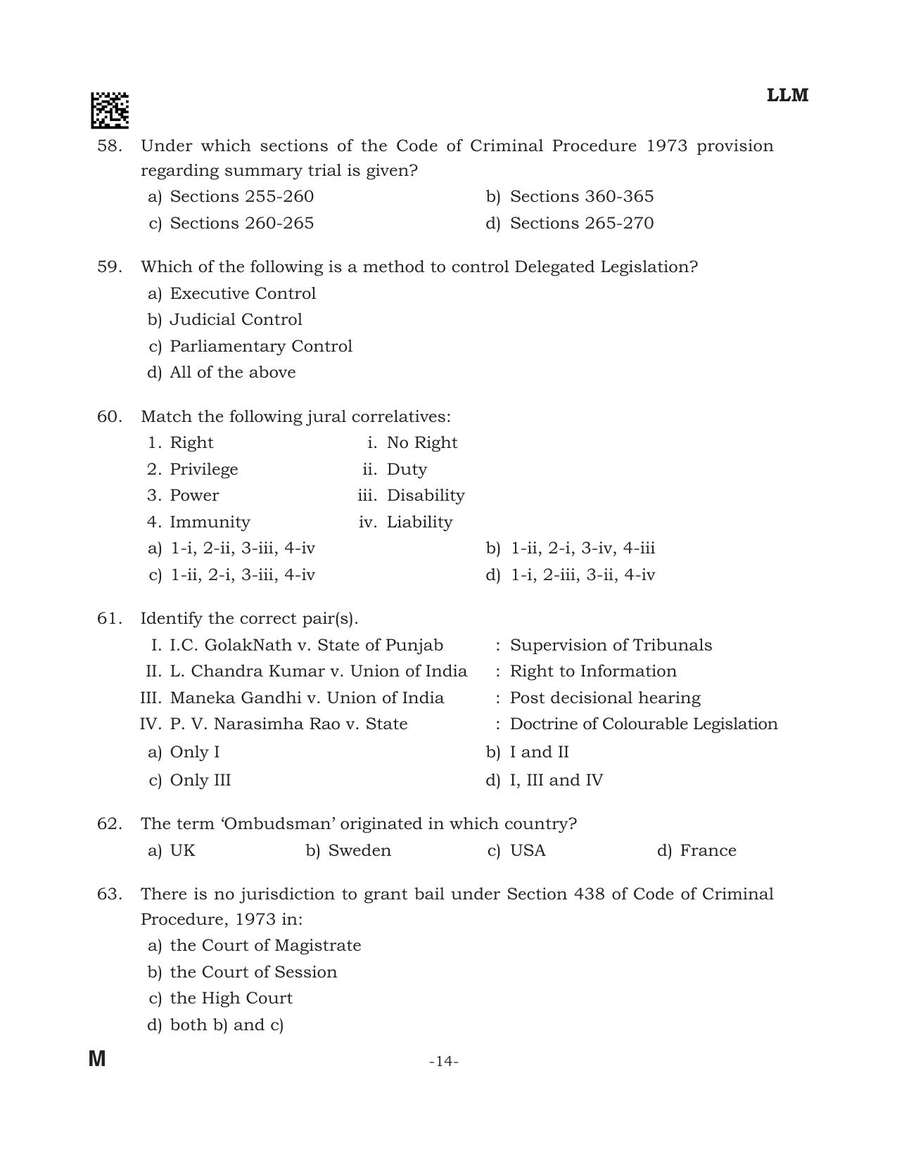 AILET 2024 Question Paper for LLM - Page 14