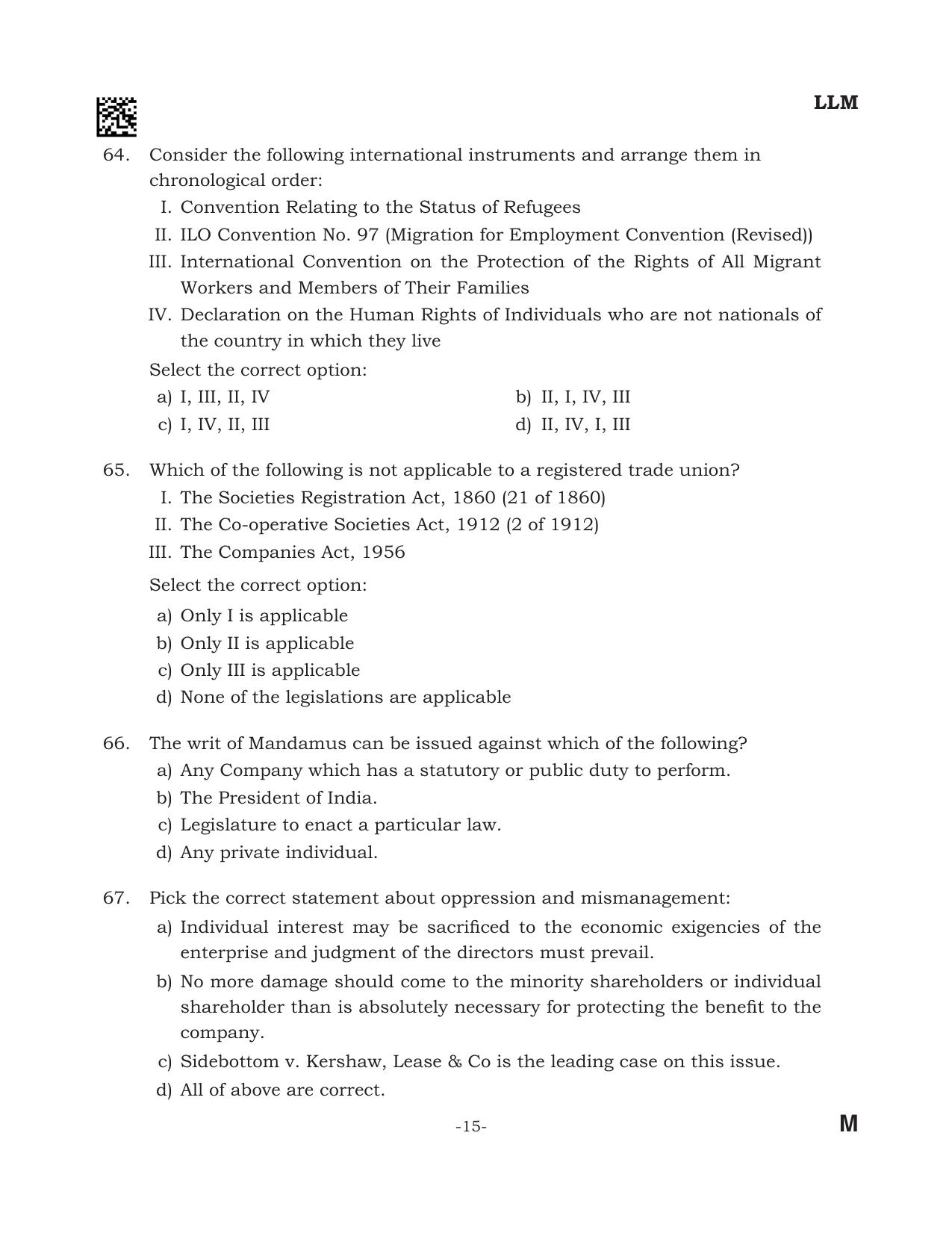 AILET 2024 Question Paper for LLM - Page 15