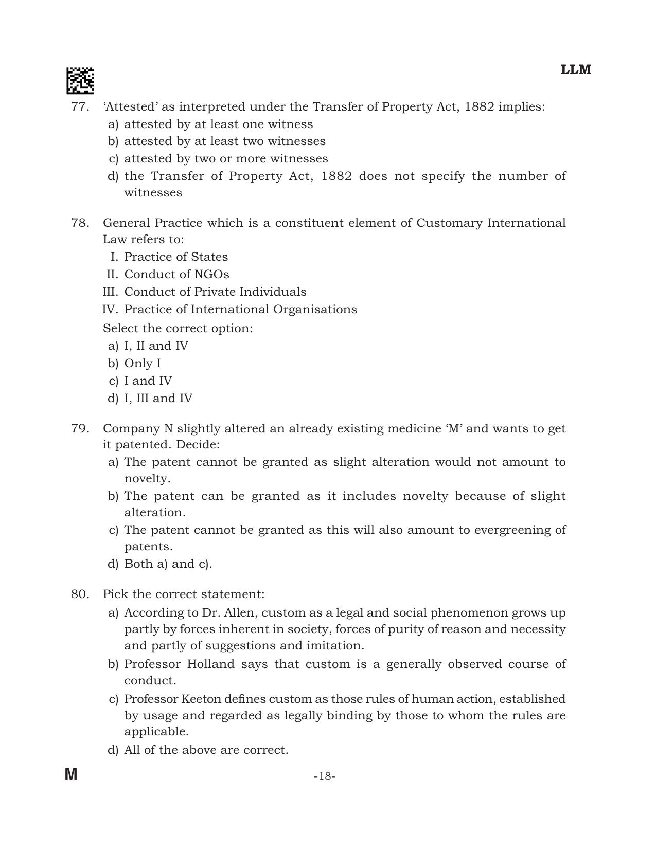 AILET 2024 Question Paper for LLM - Page 18