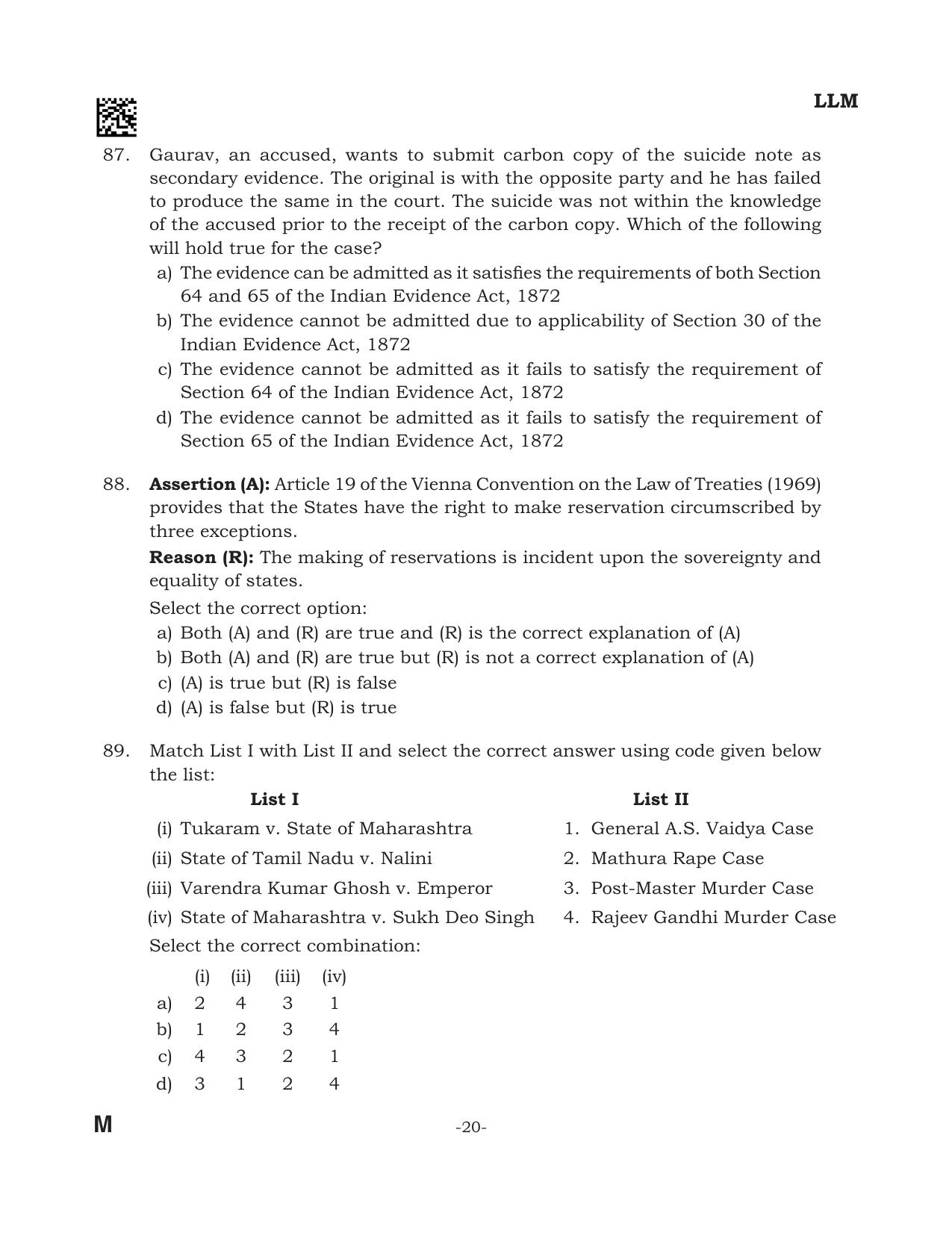 AILET 2024 Question Paper for LLM - Page 20