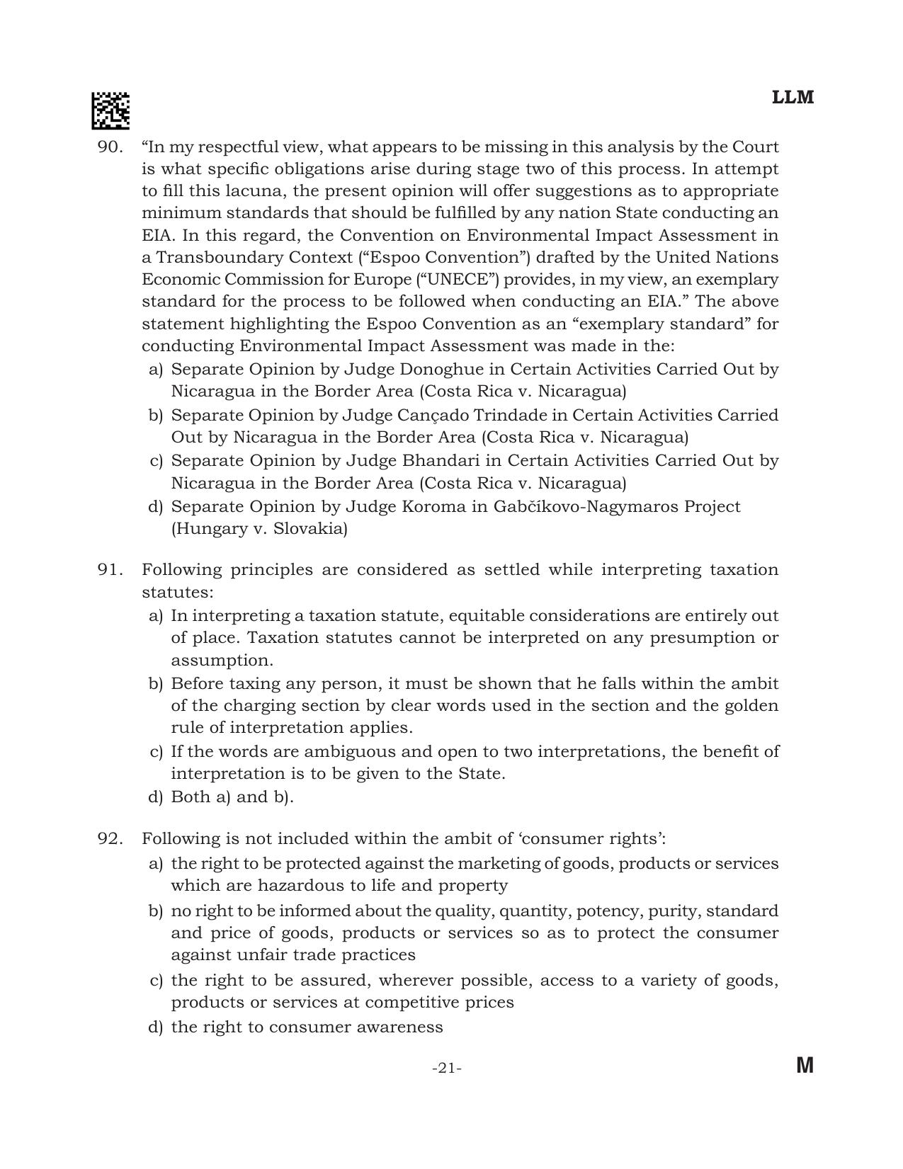 AILET 2024 Question Paper for LLM - Page 21