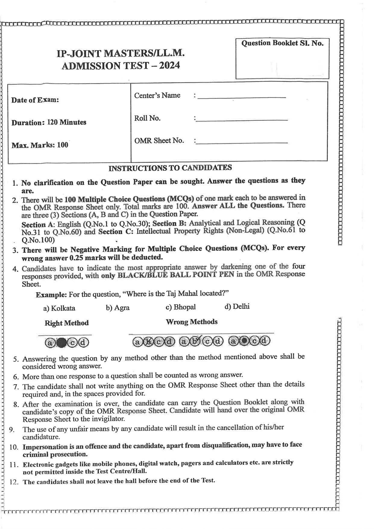 AILET 2024 Question Paper for LLM - Page 25