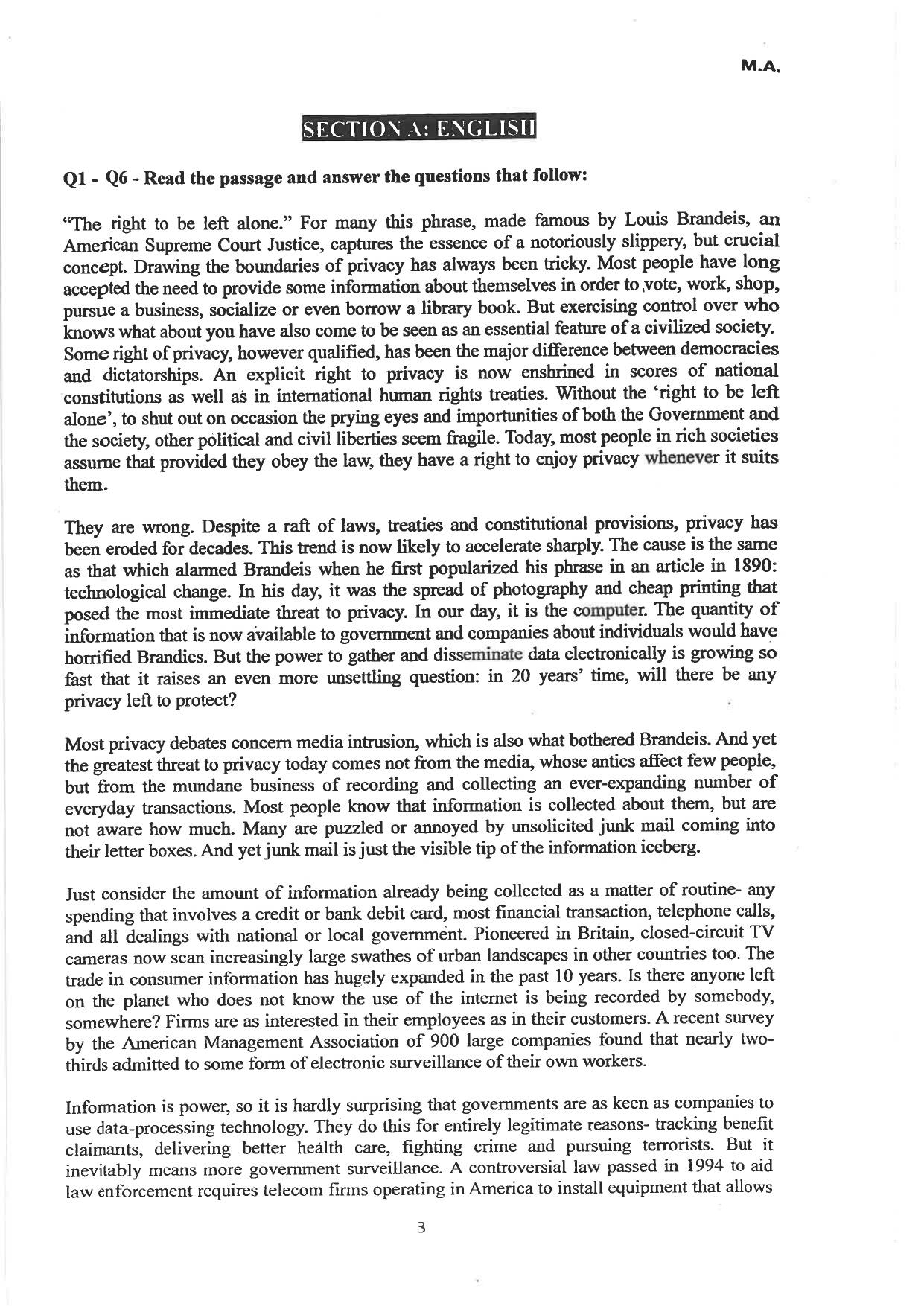 AILET 2024 Question Paper for LLM - Page 27