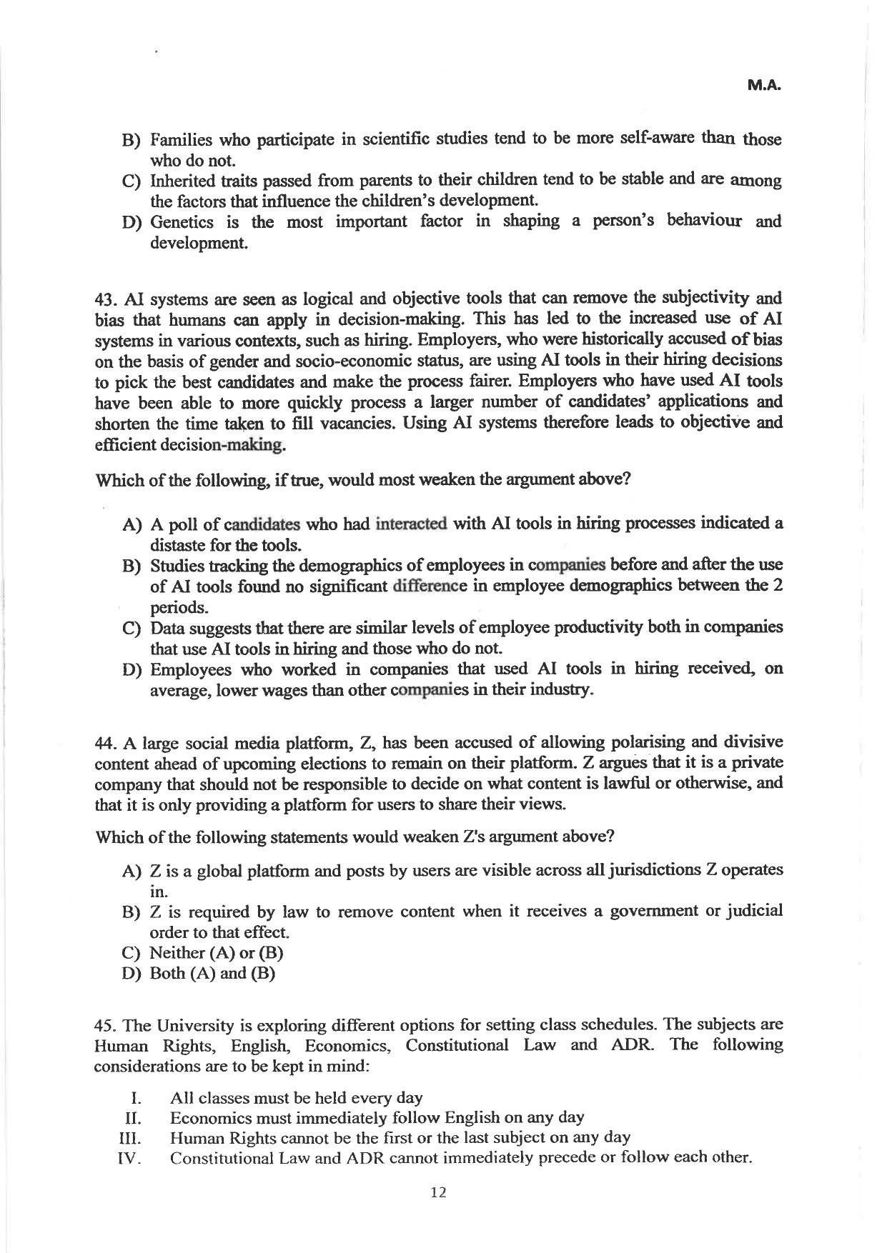 AILET 2024 Question Paper for LLM - Page 36