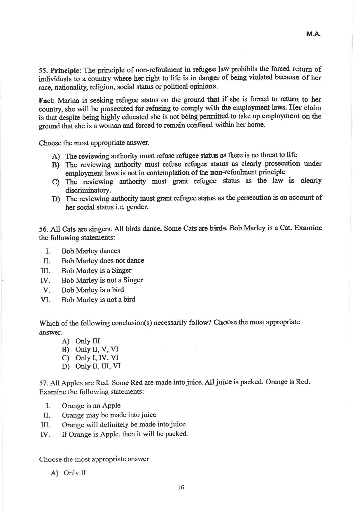 AILET 2024 Question Paper for LLM - Page 40