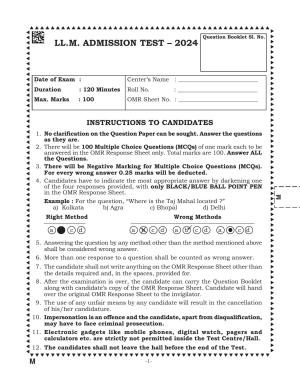 AILET 2024 Question Paper for LLM