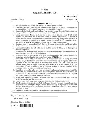 WBJEE 2023 Mathematics Paper