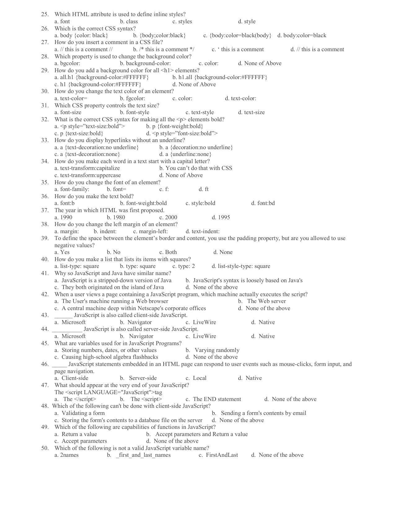 Hemchand North Gujarat University Sample Paper July-Sept 2021: M.Sc. (CA & IT) Sem-I 1105 : Internet & Web-I (OLD/New) - Page 2