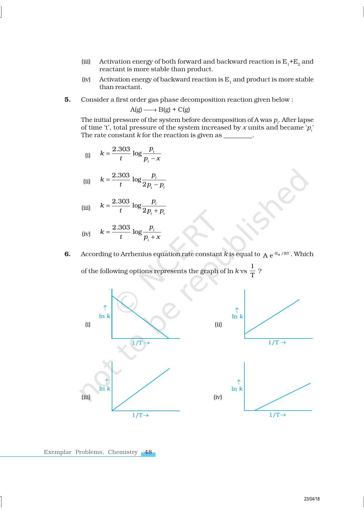 NCERT Exemplar Book for Class 12 Chemistry: Chapter 4 Chemical Kinetics - Page 2