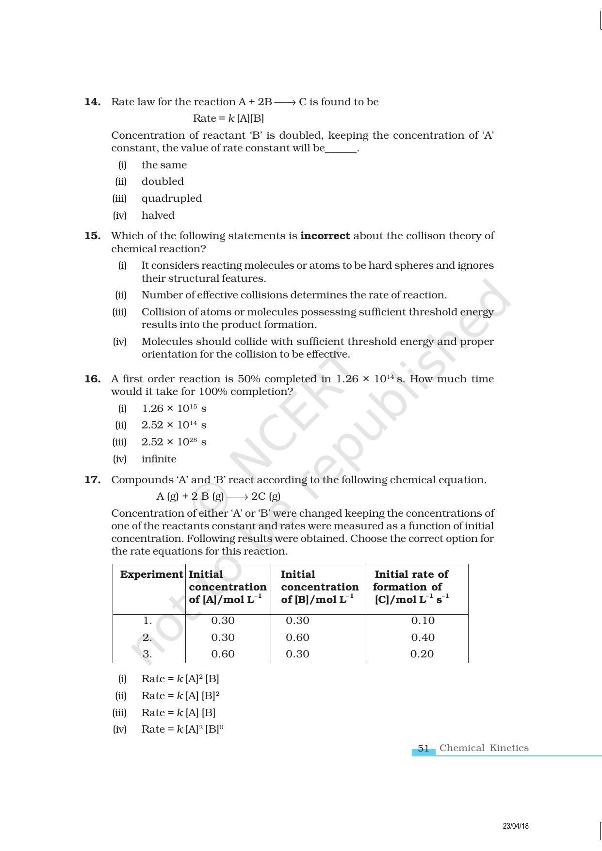 NCERT Exemplar Book for Class 12 Chemistry: Chapter 4 Chemical Kinetics - Page 5