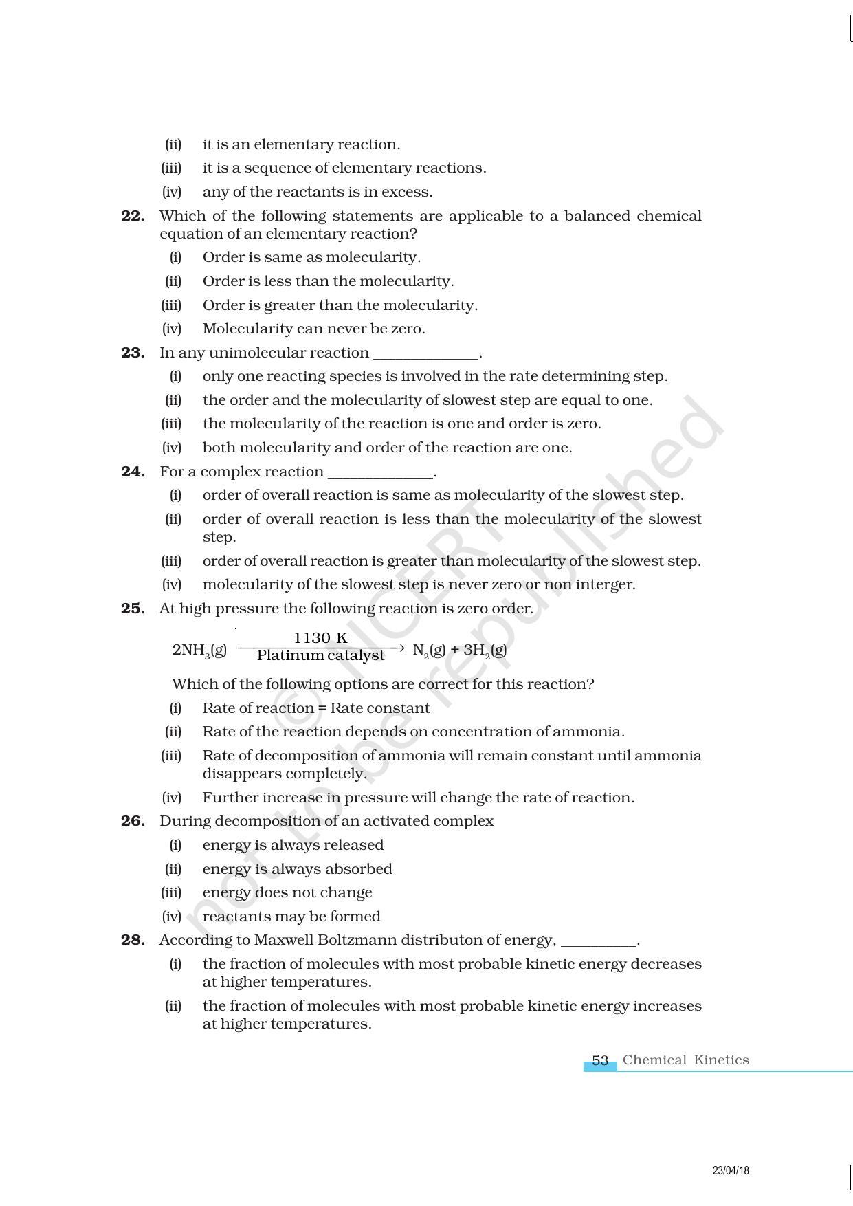 NCERT Exemplar Book for Class 12 Chemistry: Chapter 4 Chemical Kinetics - Page 7