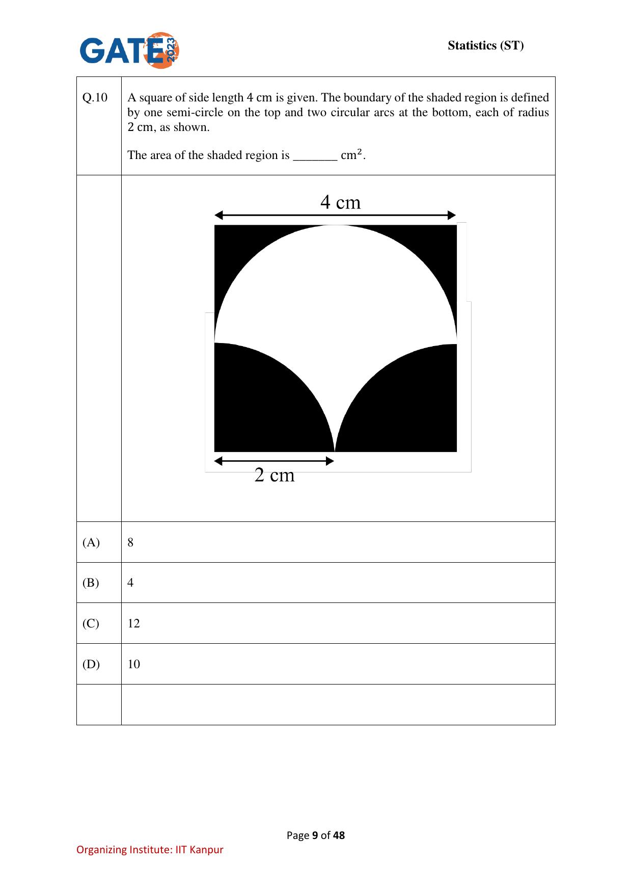 GATE 2023 Statistics (ST) Question Paper - Page 9