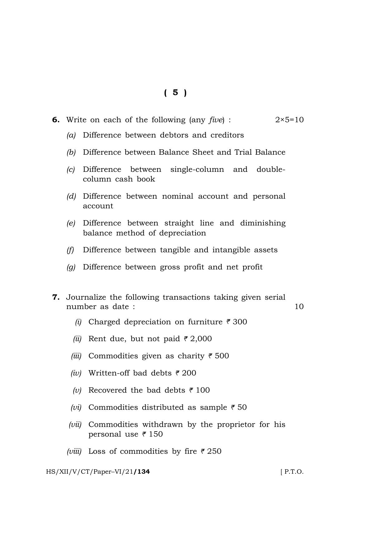 Meghalaya Board (MBOSE) Class 12 COMPUTER TECHNIQUE Paper–VI (HS-XII-V-CT-Paper–VI-21) 2021 Question Paper - Page 5