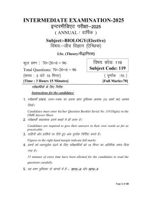 Bihar Board (BSEB) Class XII: 119- BIOLOGY 2025 Model Question Paper