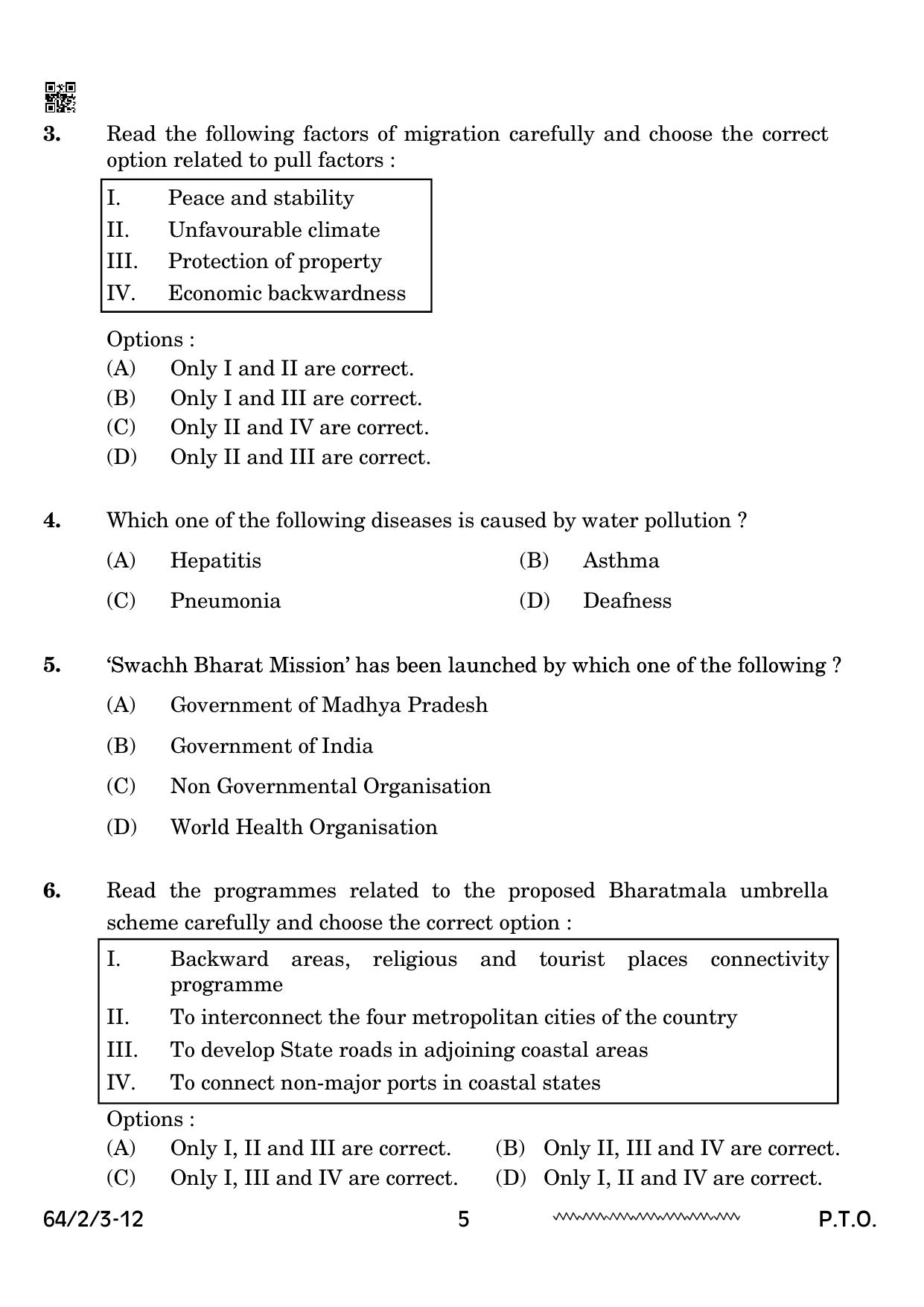 CBSE Class 12 64-2-3 Geography 2024 Question Paper - Page 5