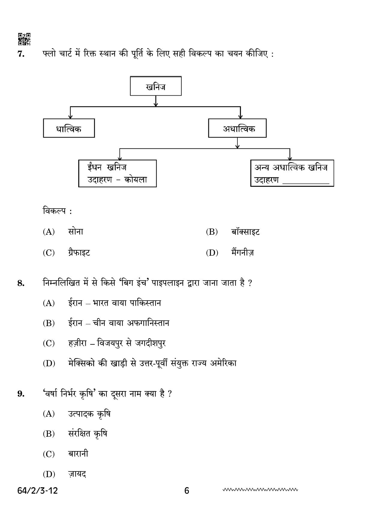 CBSE Class 12 64-2-3 Geography 2024 Question Paper - Page 6