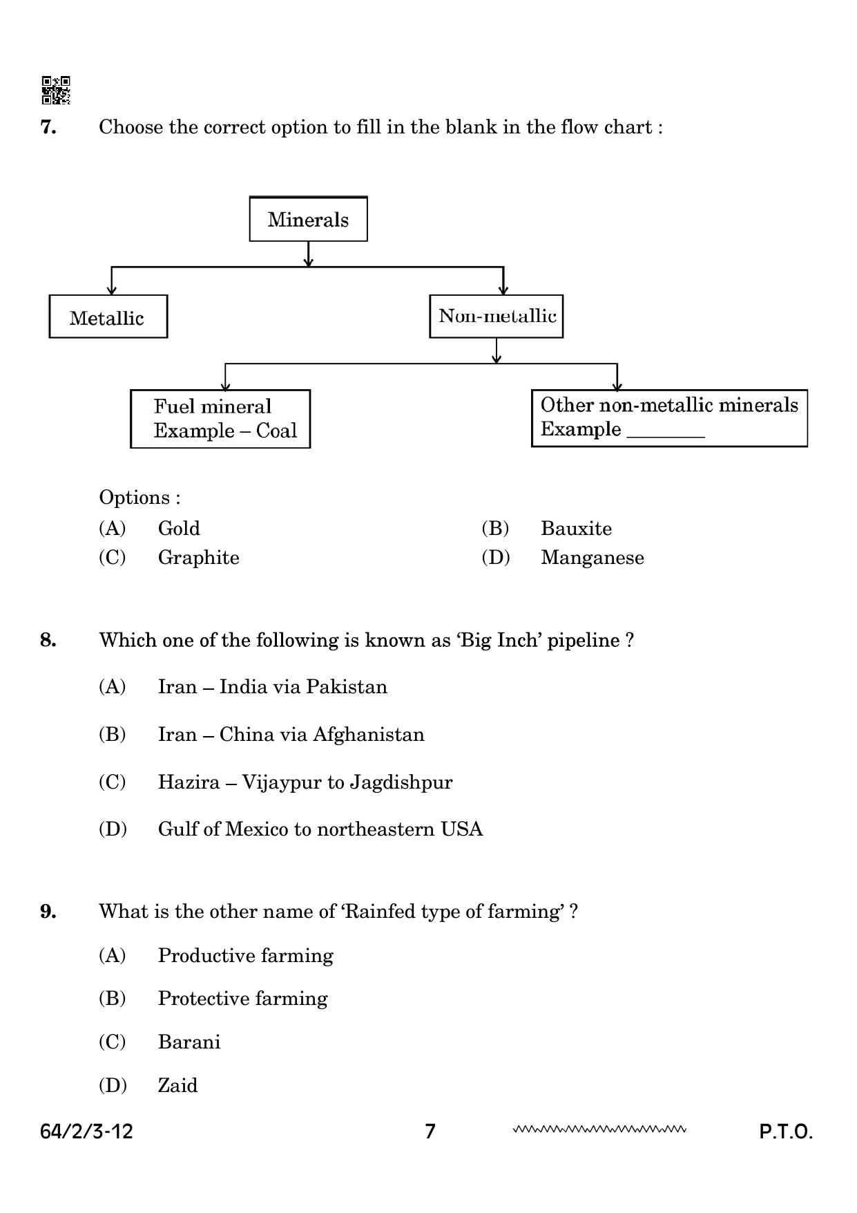 CBSE Class 12 64-2-3 Geography 2024 Question Paper - Page 7