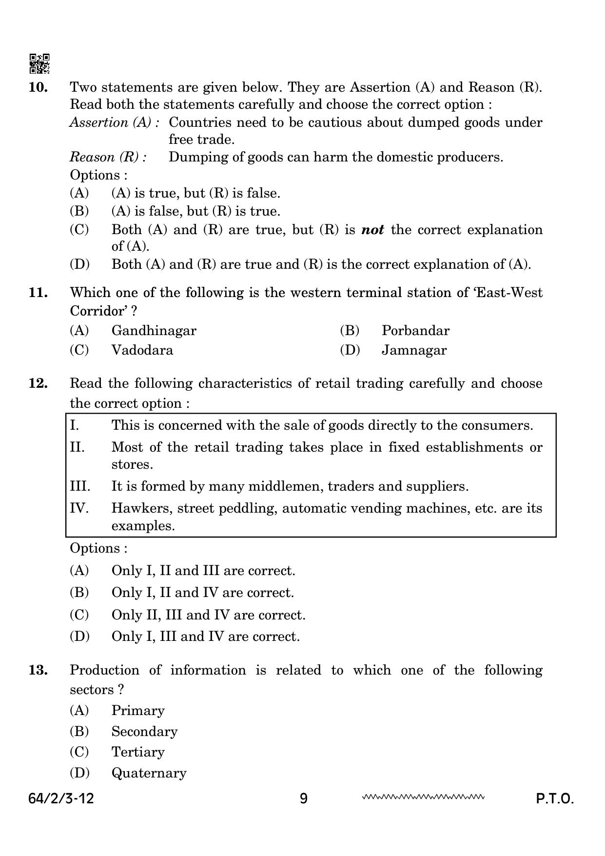 CBSE Class 12 64-2-3 Geography 2024 Question Paper - Page 9