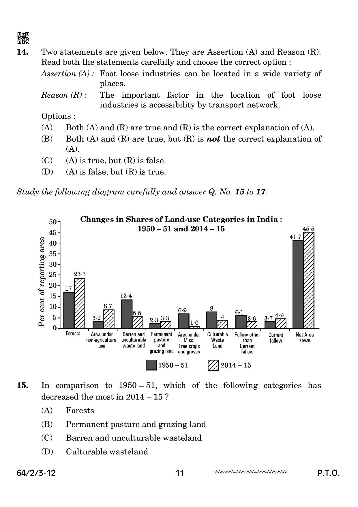 CBSE Class 12 64-2-3 Geography 2024 Question Paper - Page 11