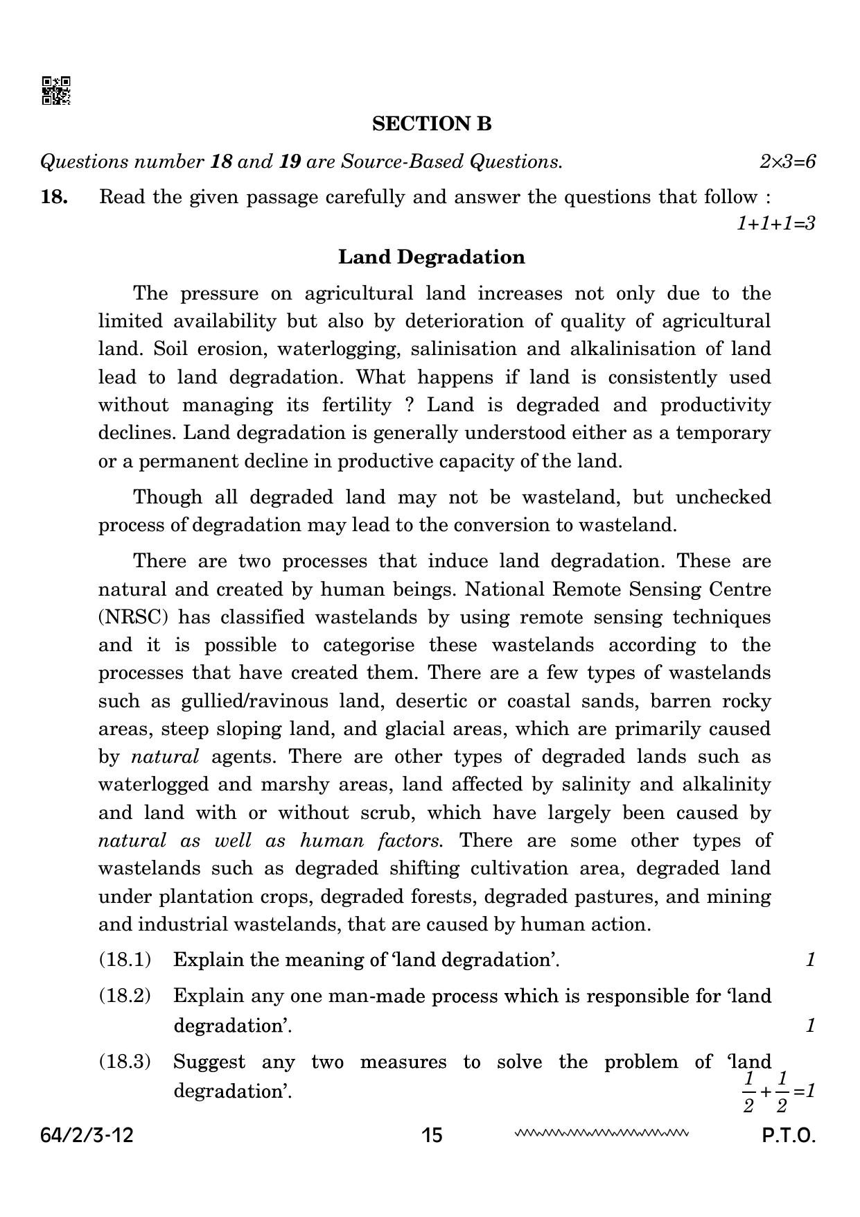 CBSE Class 12 64-2-3 Geography 2024 Question Paper - Page 15