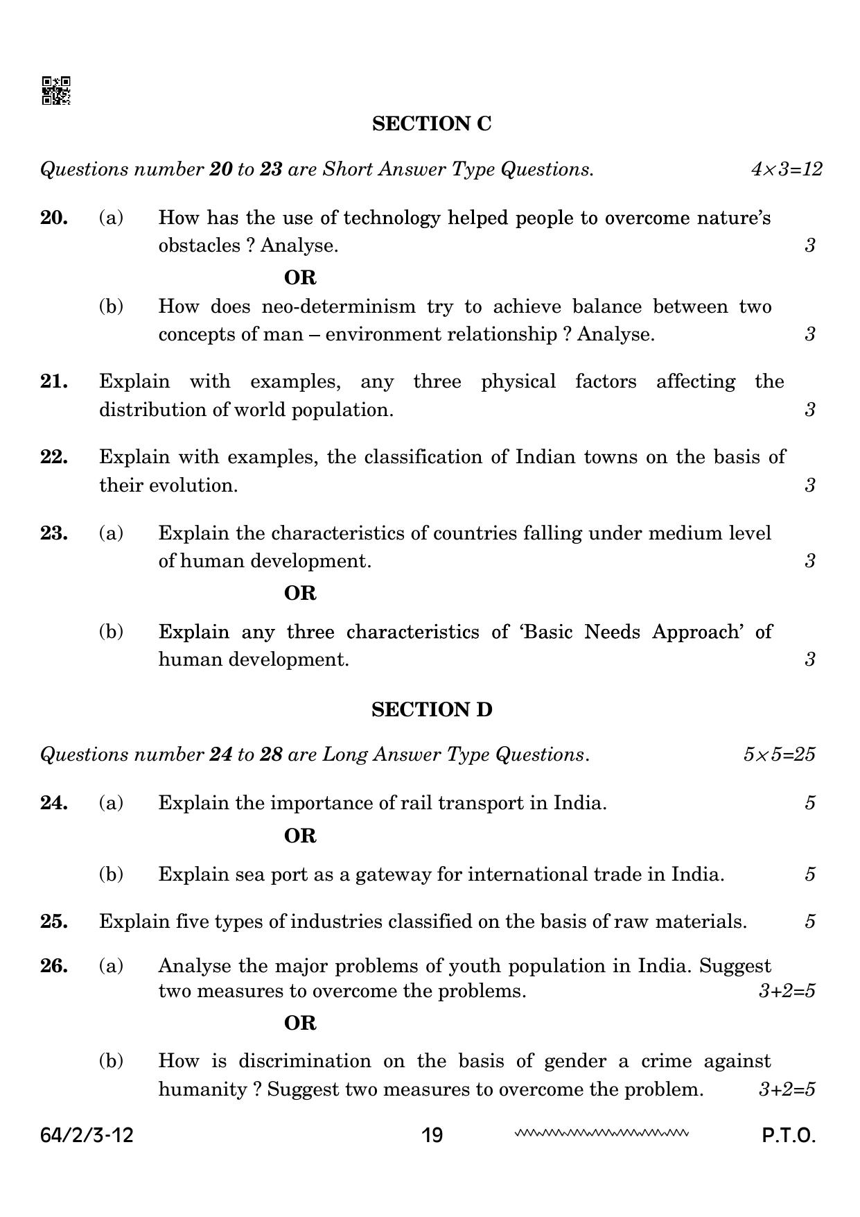 CBSE Class 12 64-2-3 Geography 2024 Question Paper - Page 19