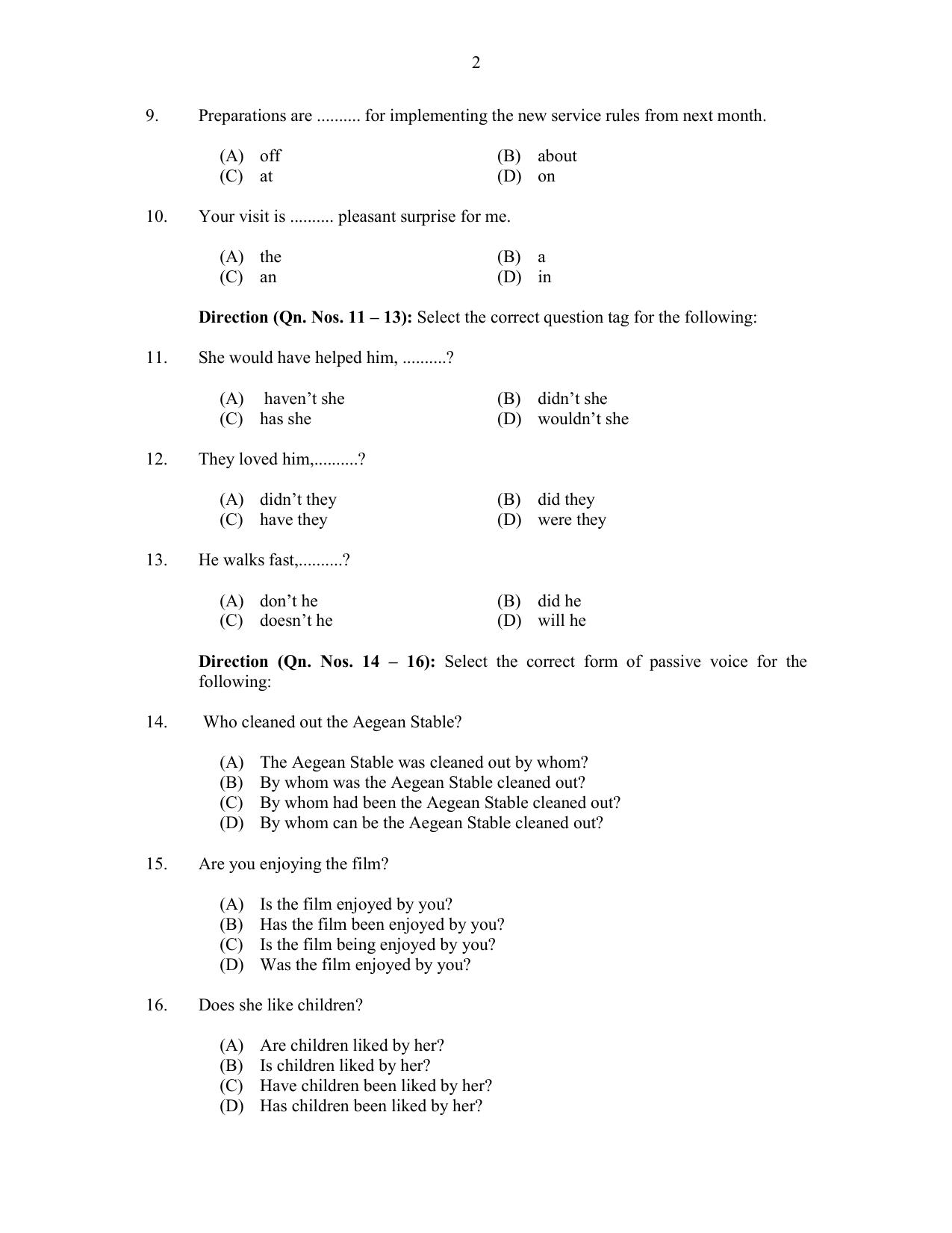 CUSAT CAT 2017 B.Tech Lateral Entry Question Paper - Page 2