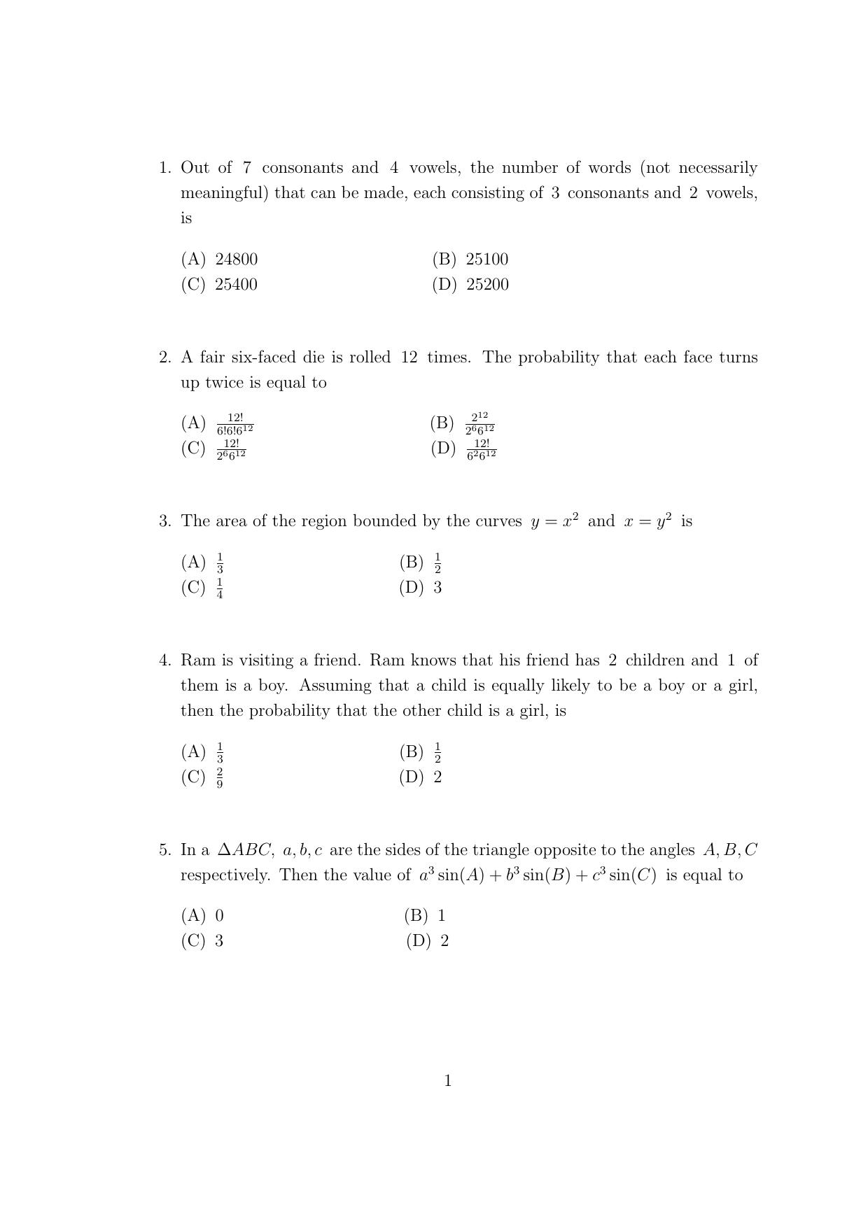 CUSAT CAT 2017 B.Tech Lateral Entry Question Paper - Page 4