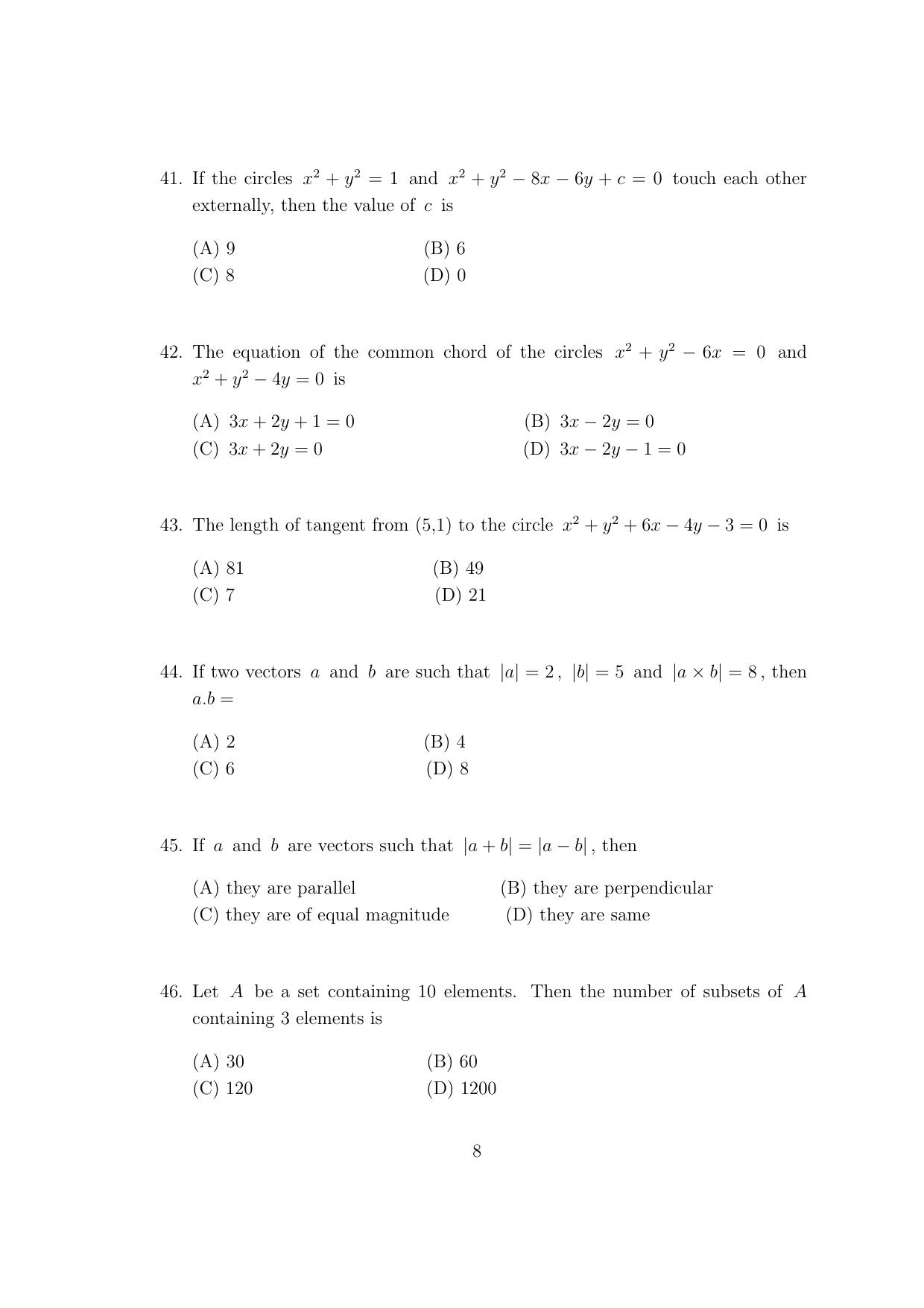 CUSAT CAT 2017 B.Tech Lateral Entry Question Paper - Page 11