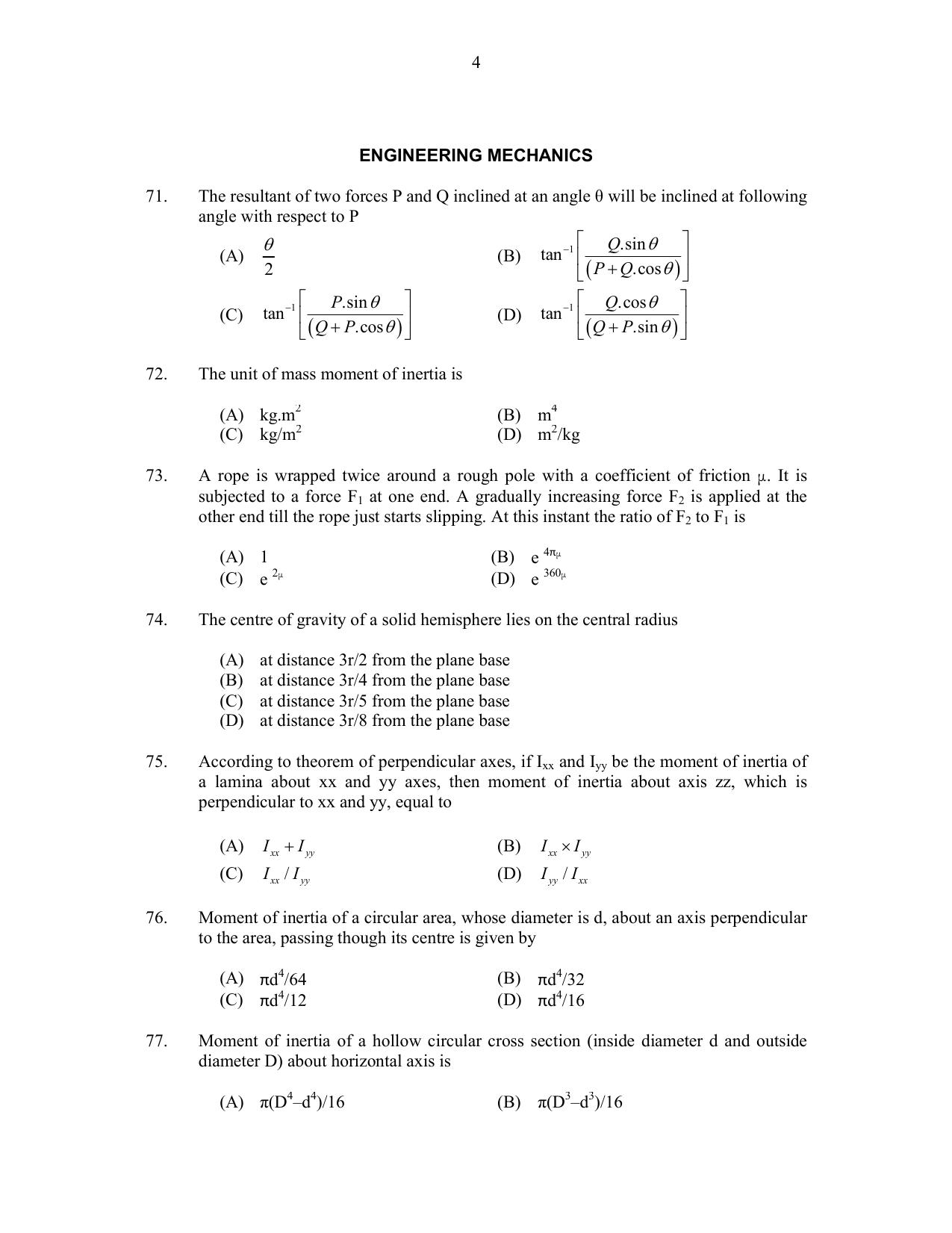 CUSAT CAT 2017 B.Tech Lateral Entry Question Paper - Page 13