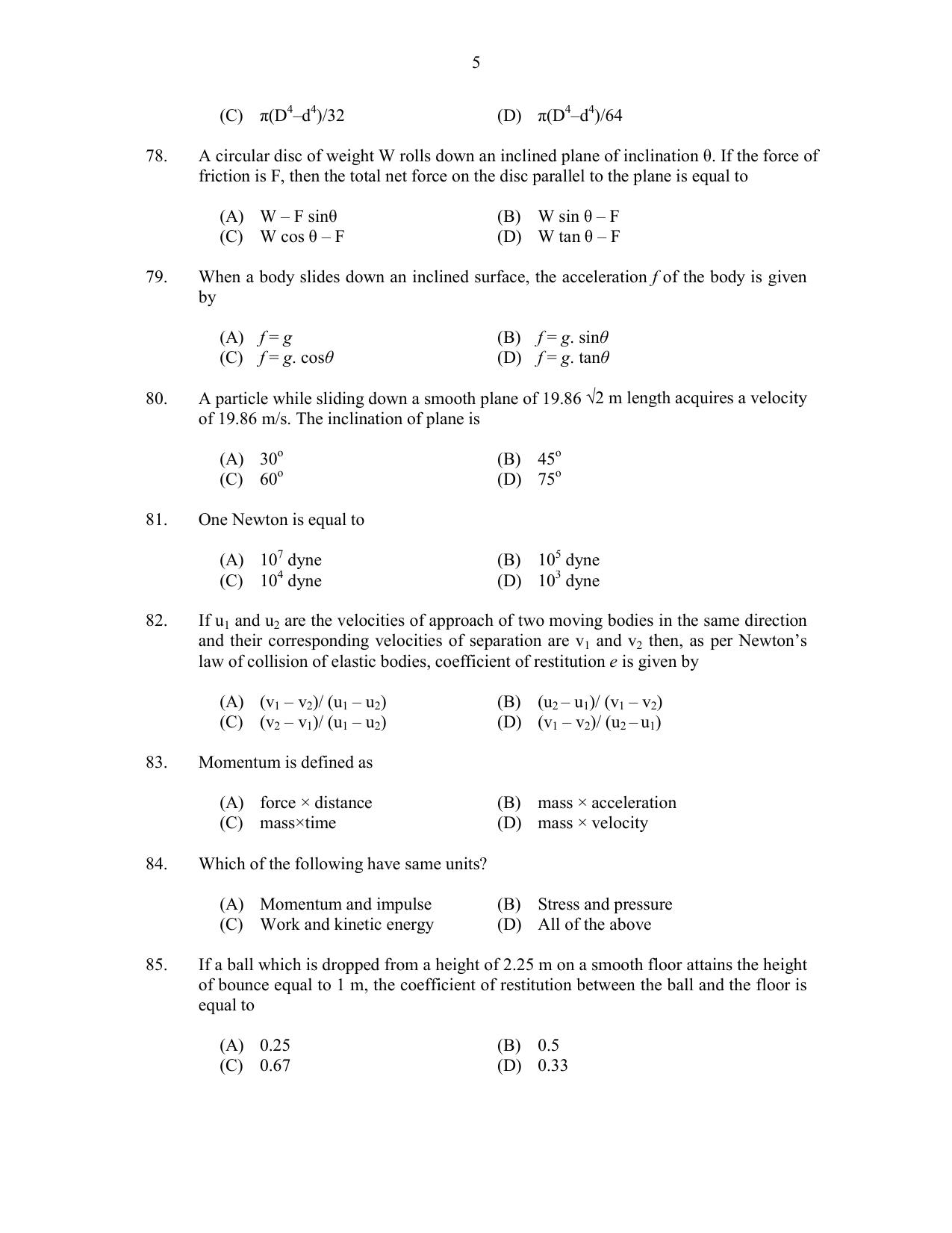 CUSAT CAT 2017 B.Tech Lateral Entry Question Paper - Page 14