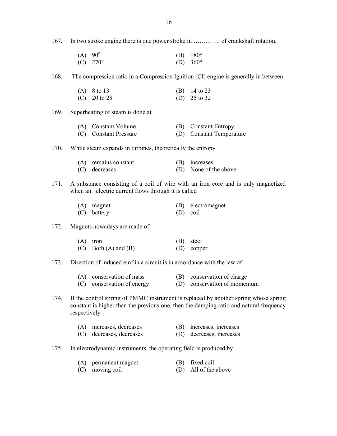 CUSAT CAT 2017 B.Tech Lateral Entry Question Paper - Page 25