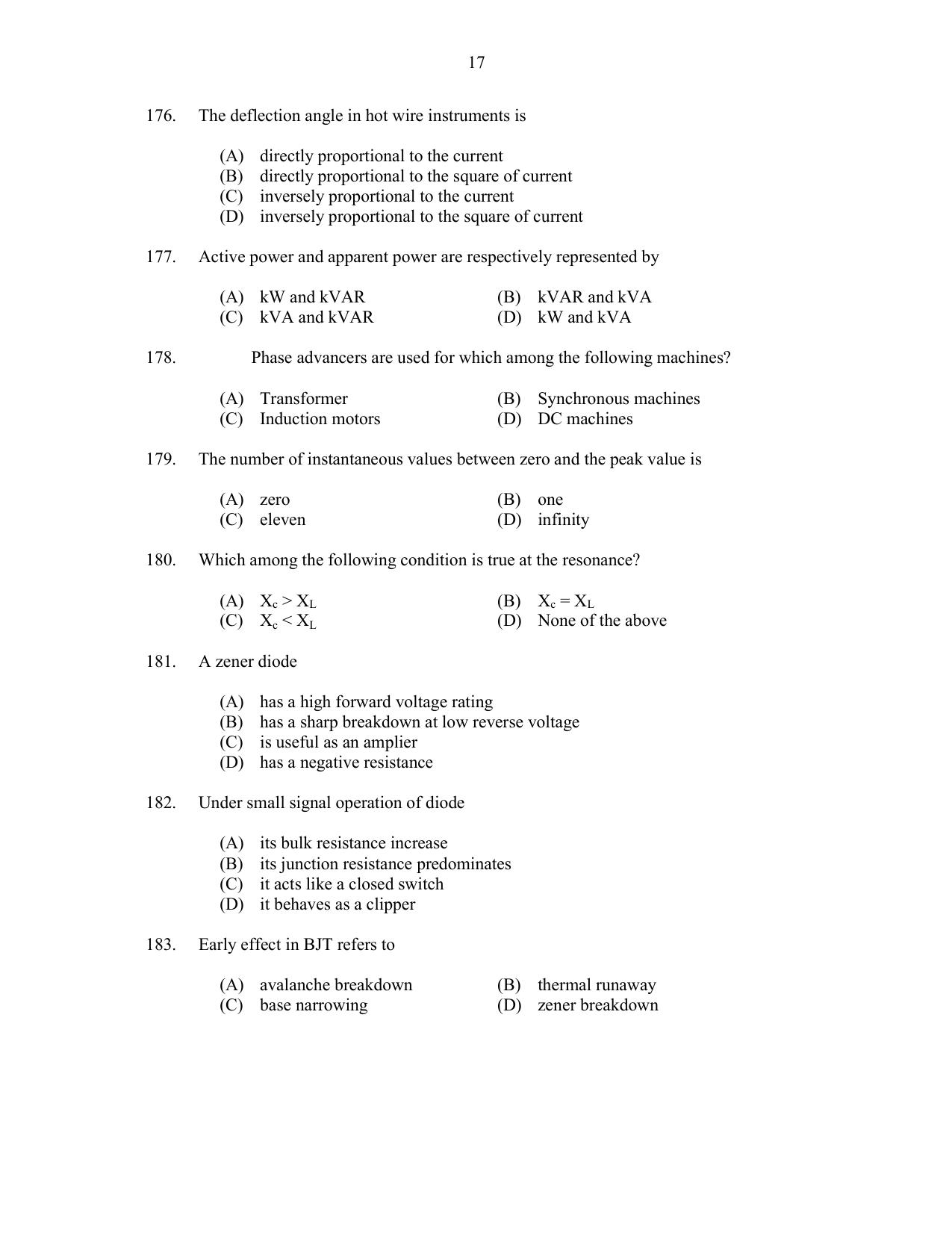 CUSAT CAT 2017 B.Tech Lateral Entry Question Paper - Page 26