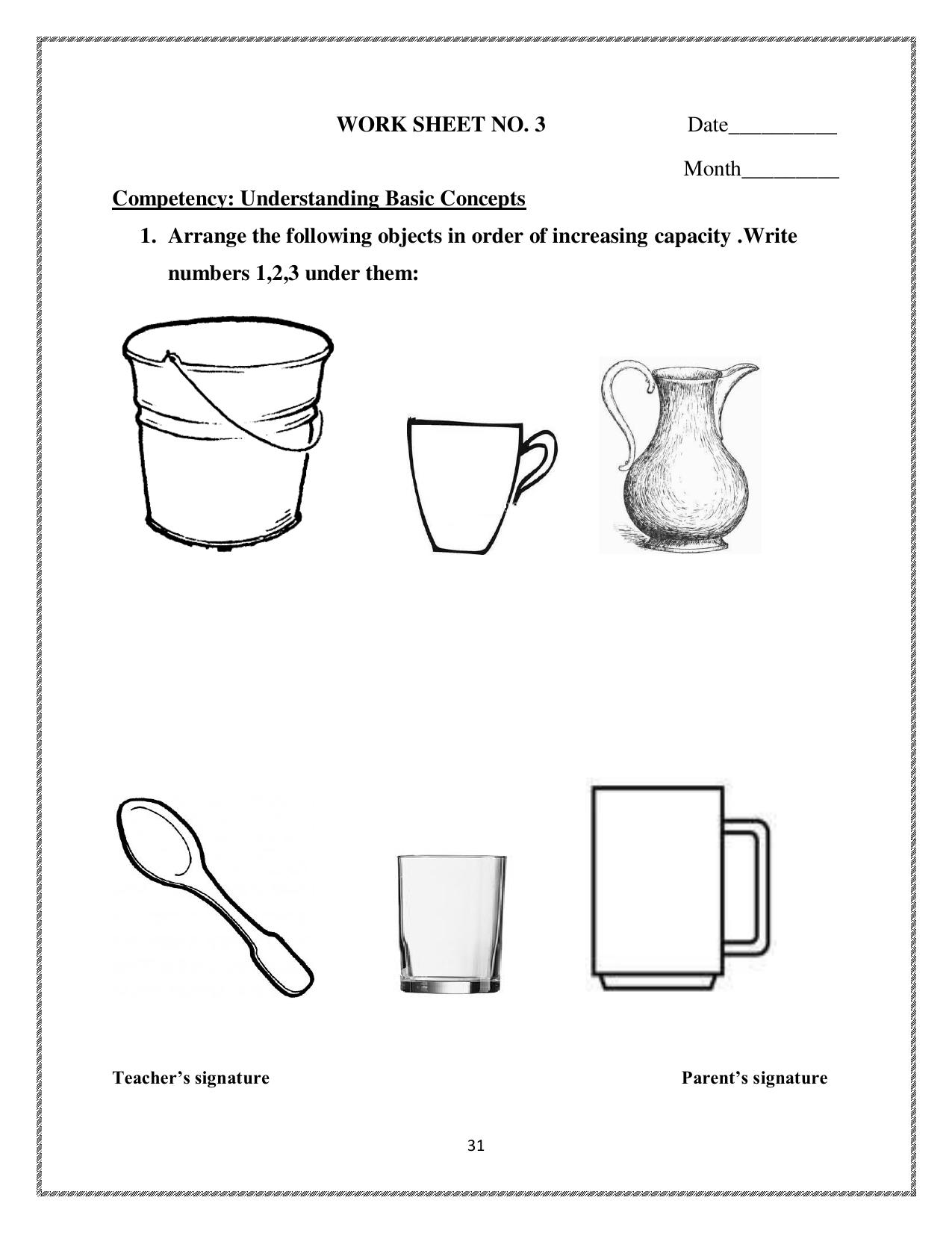 Worksheets for Class 2 Maths Assignment 54 Jugs and Mugs - Page 1