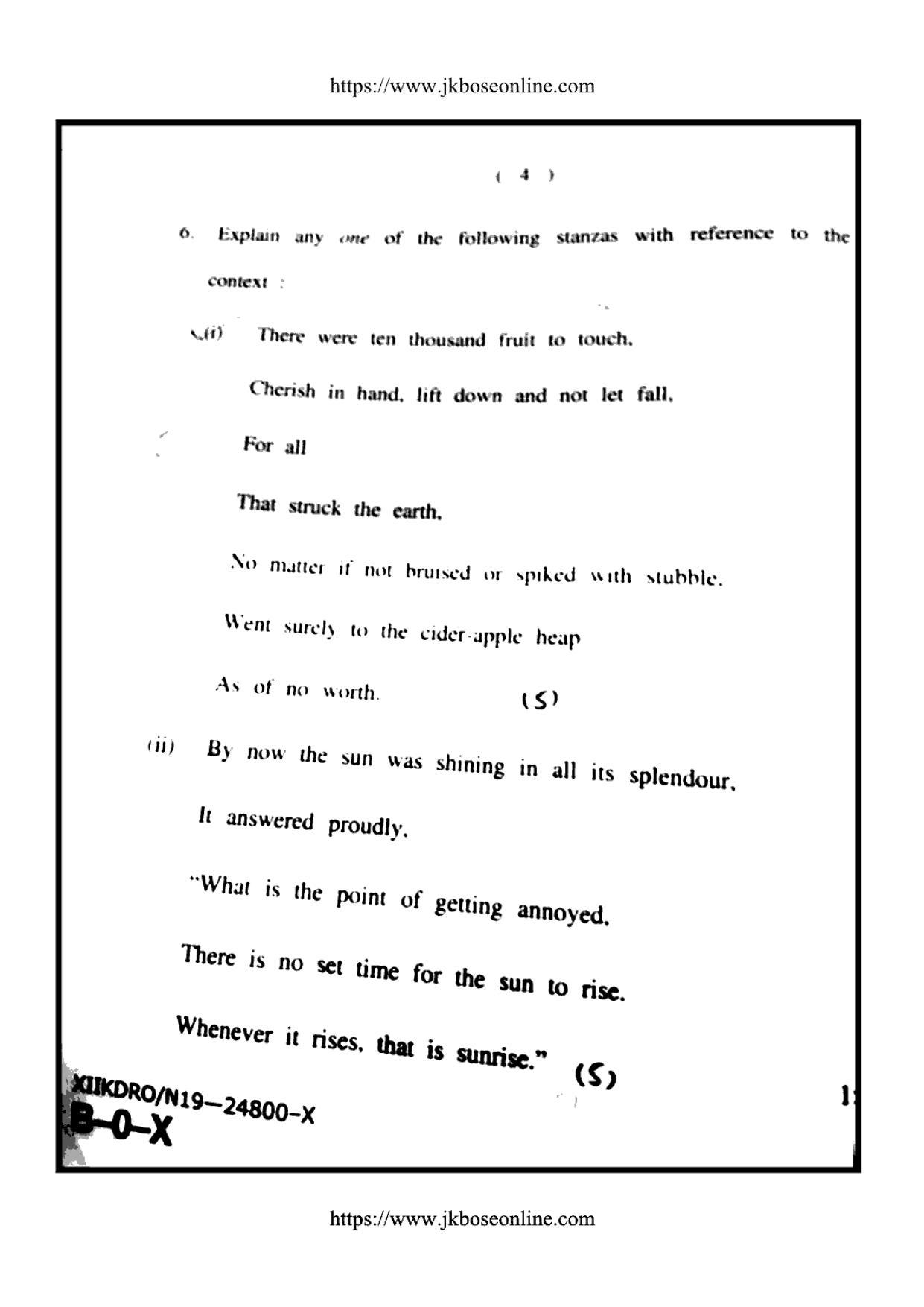 JKBOSE Class 12 English 24800-X Question Papers 2019 - Page 4