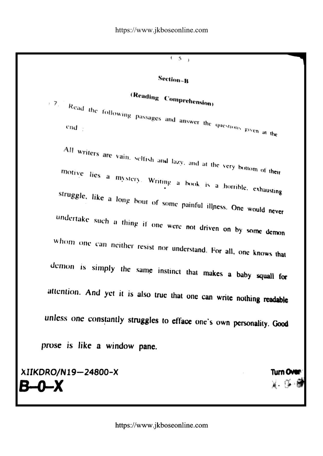 JKBOSE Class 12 English 24800-X Question Papers 2019 - Page 5