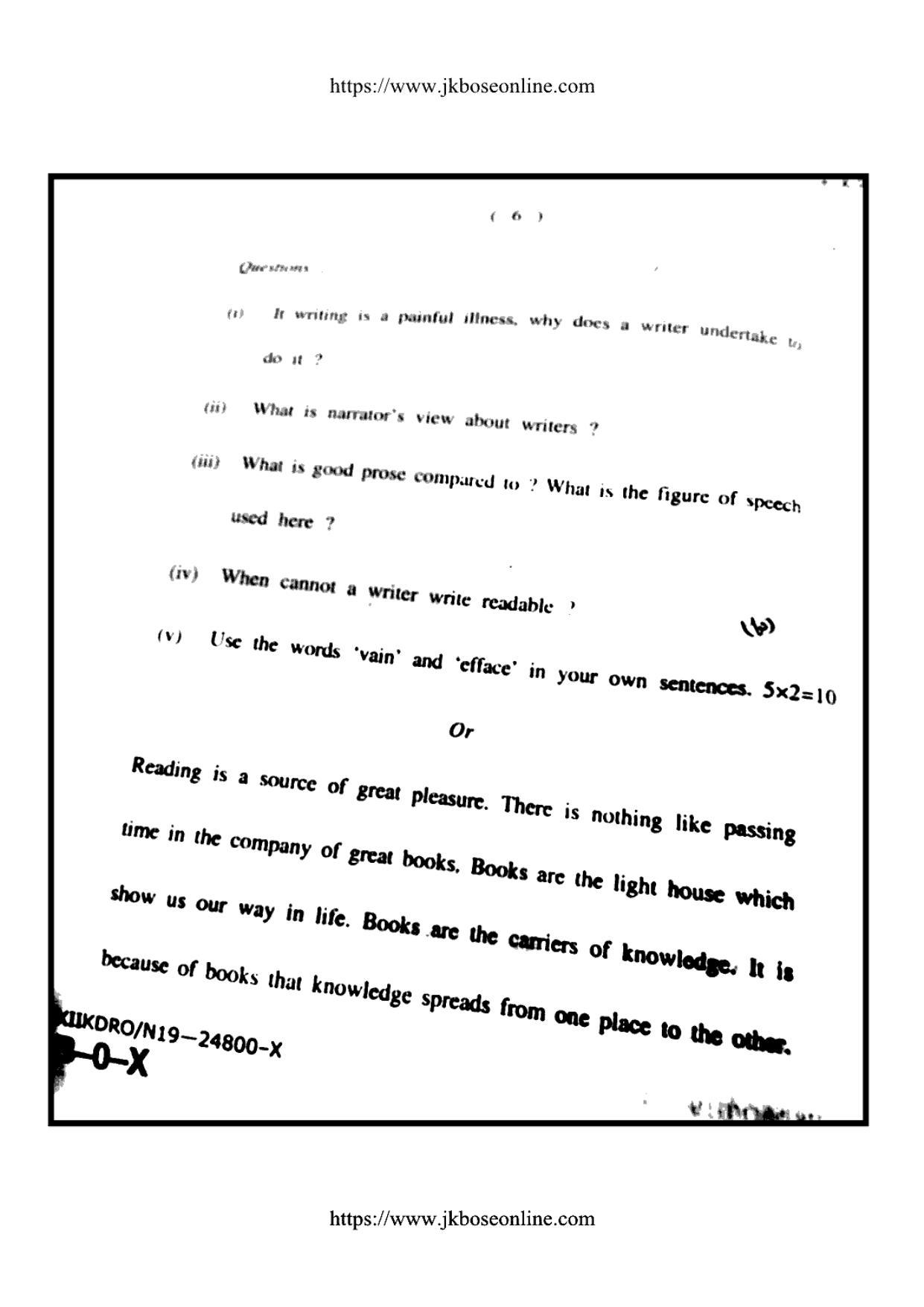 JKBOSE Class 12 English 24800-X Question Papers 2019 - Page 6