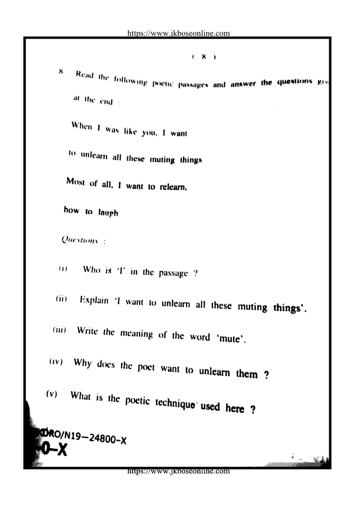 JKBOSE Class 12 English 24800-X Question Papers 2019 - Page 8