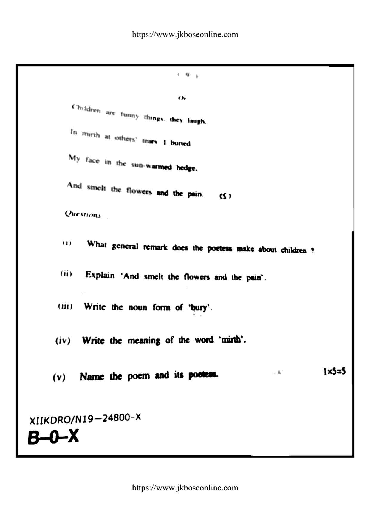 JKBOSE Class 12 English 24800-X Question Papers 2019 - Page 9