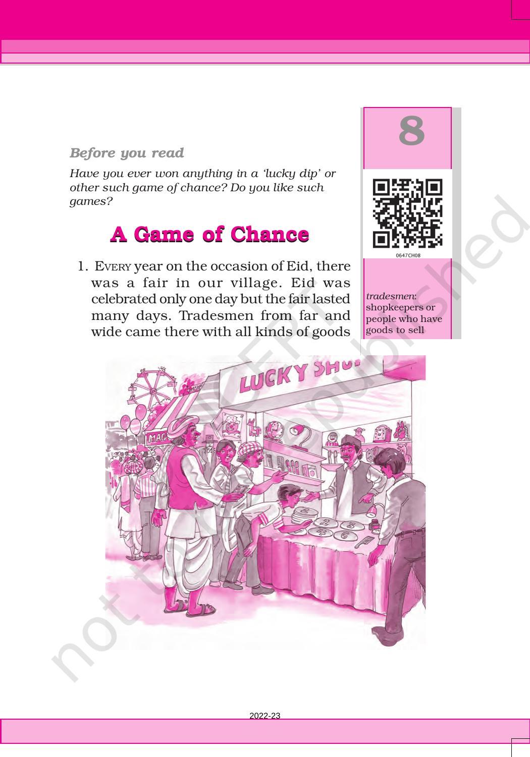 NCERT Book for Class 6 English(Honeysuckle) : Chapter 8-A Game of Chance - Page 4