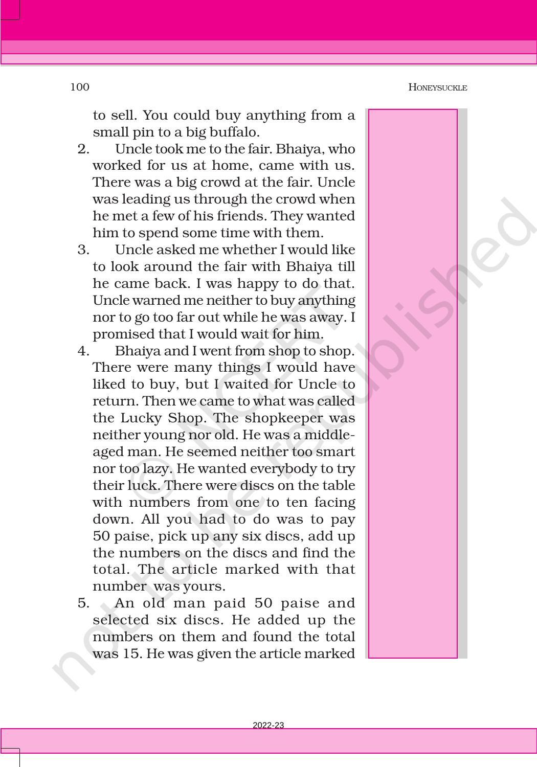 NCERT Book for Class 6 English(Honeysuckle) : Chapter 8-A Game of Chance - Page 5