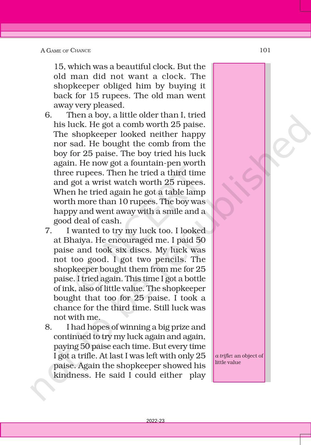 NCERT Book for Class 6 English(Honeysuckle) : Chapter 8-A Game of Chance - Page 6