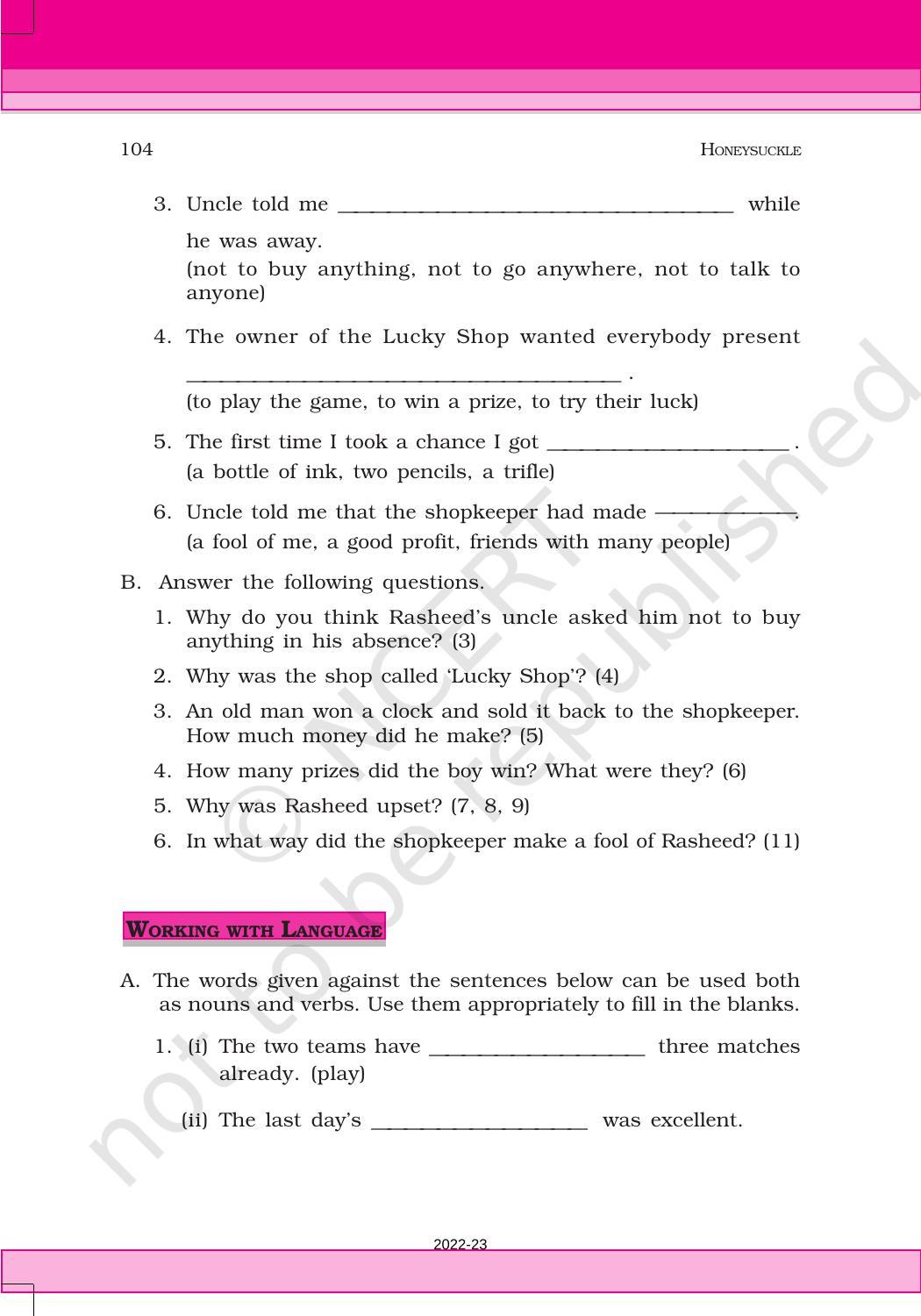 NCERT Book for Class 6 English(Honeysuckle) : Chapter 8-A Game of Chance - Page 9