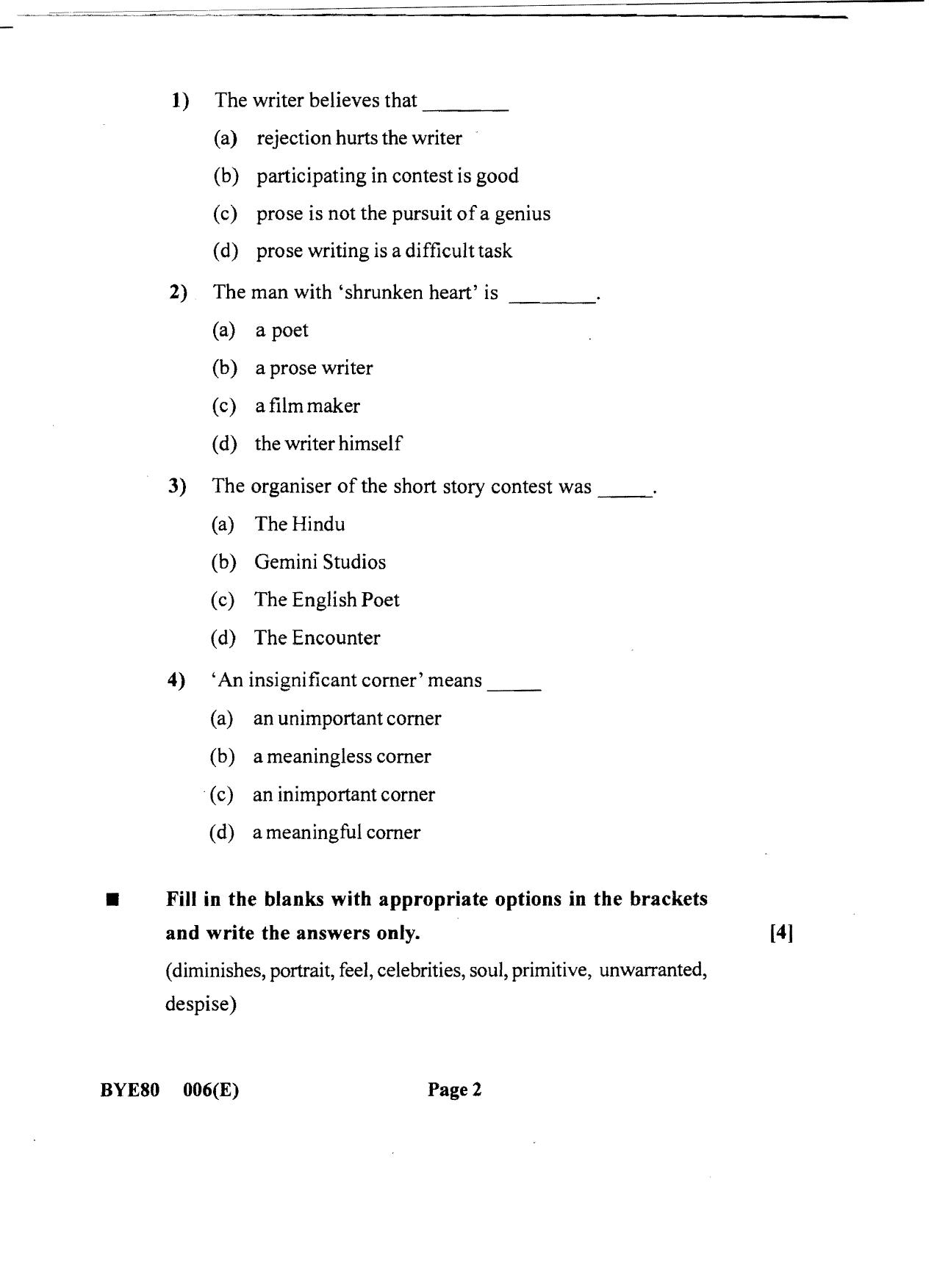 Gujarat Board Class 12th Question Paper 2020: (F.L)English - Page 2
