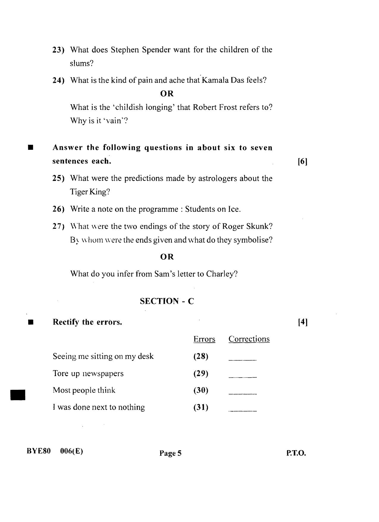 Gujarat Board Class 12th Question Paper 2020: (F.L)English - Page 5