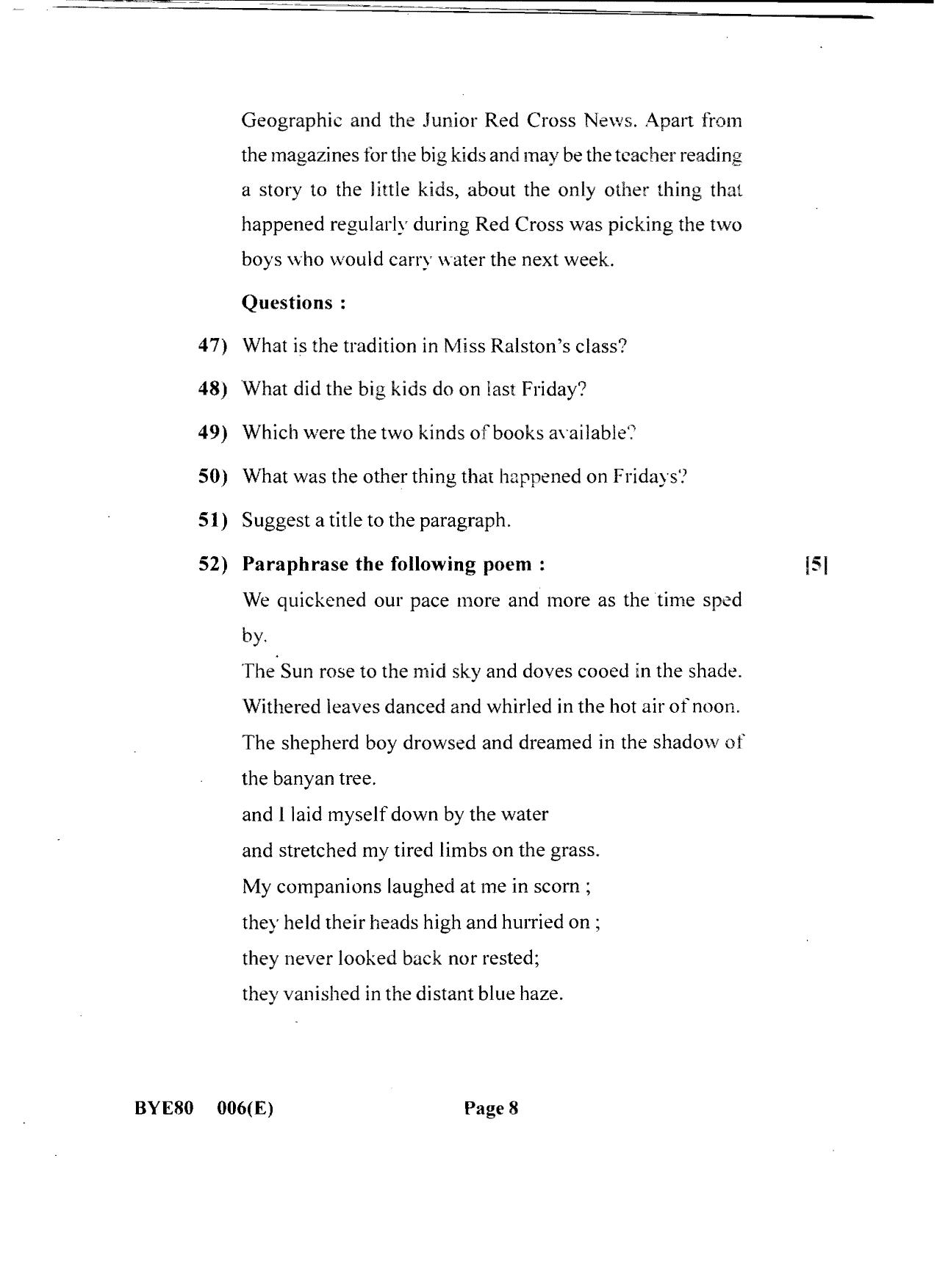 Gujarat Board Class 12th Question Paper 2020: (F.L)English - Page 8