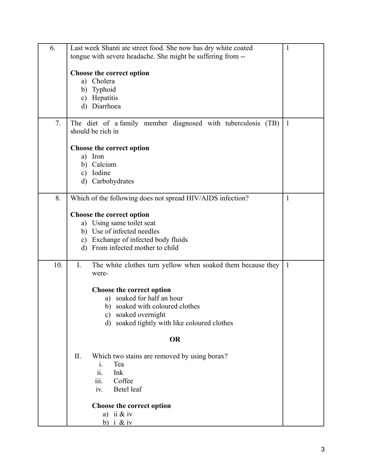 NIOS Class 10 Home Science (216) Sample Paper - Page 3