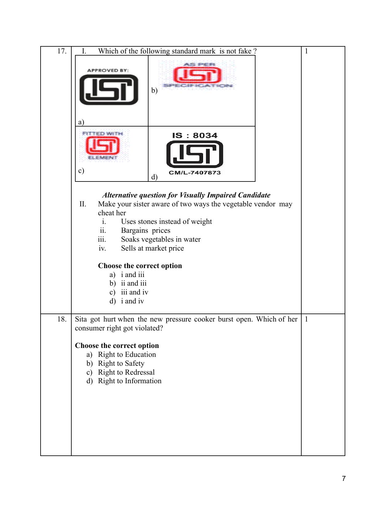 NIOS Class 10 Home Science (216) Sample Paper - Page 7