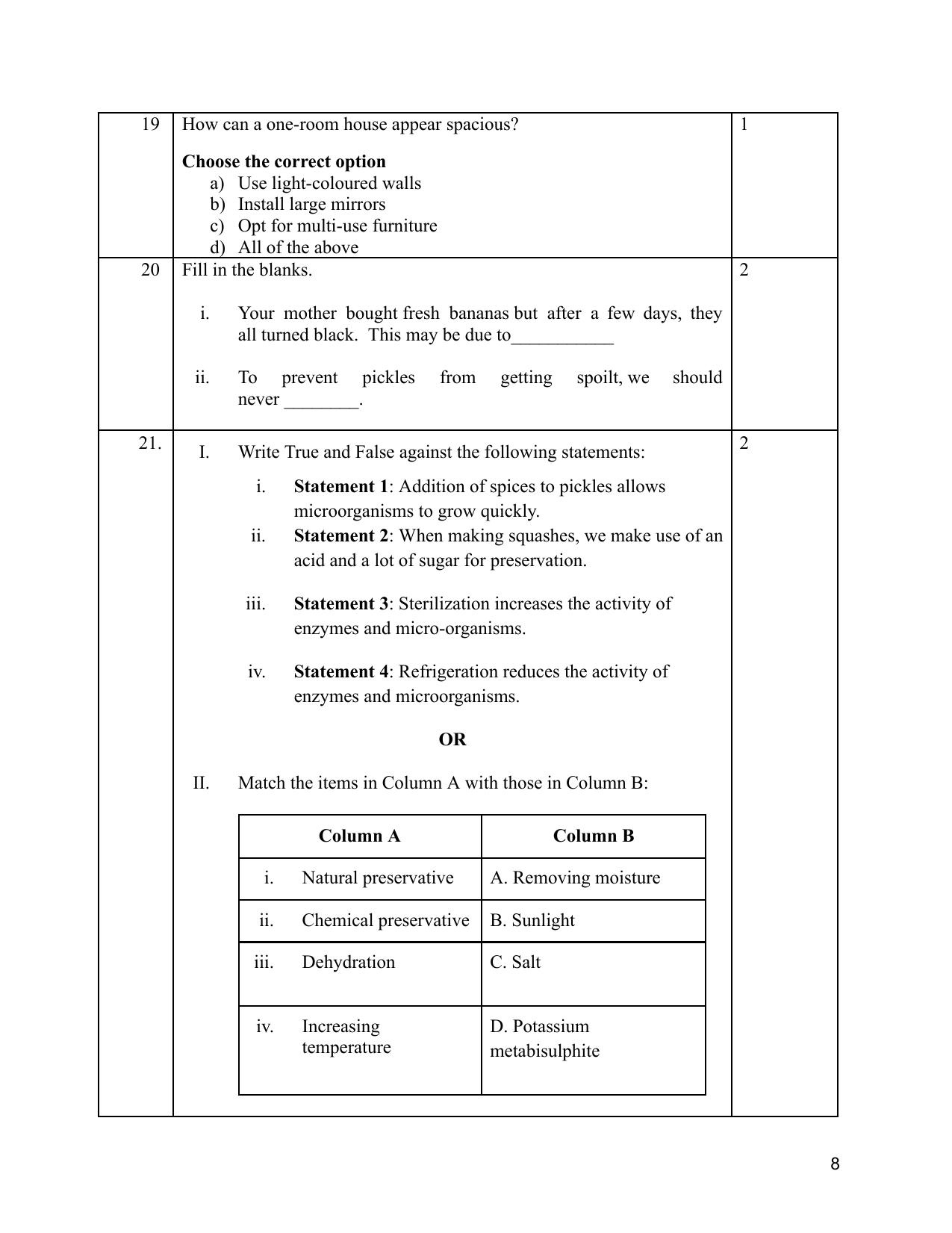NIOS Class 10 Home Science (216) Sample Paper - Page 8